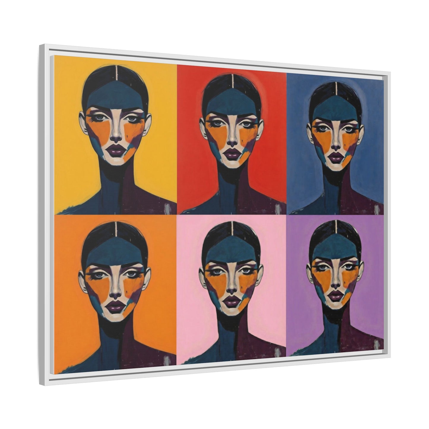 Pop Art Portrait Matte Canvas — Framed Multi-Color Wall Art