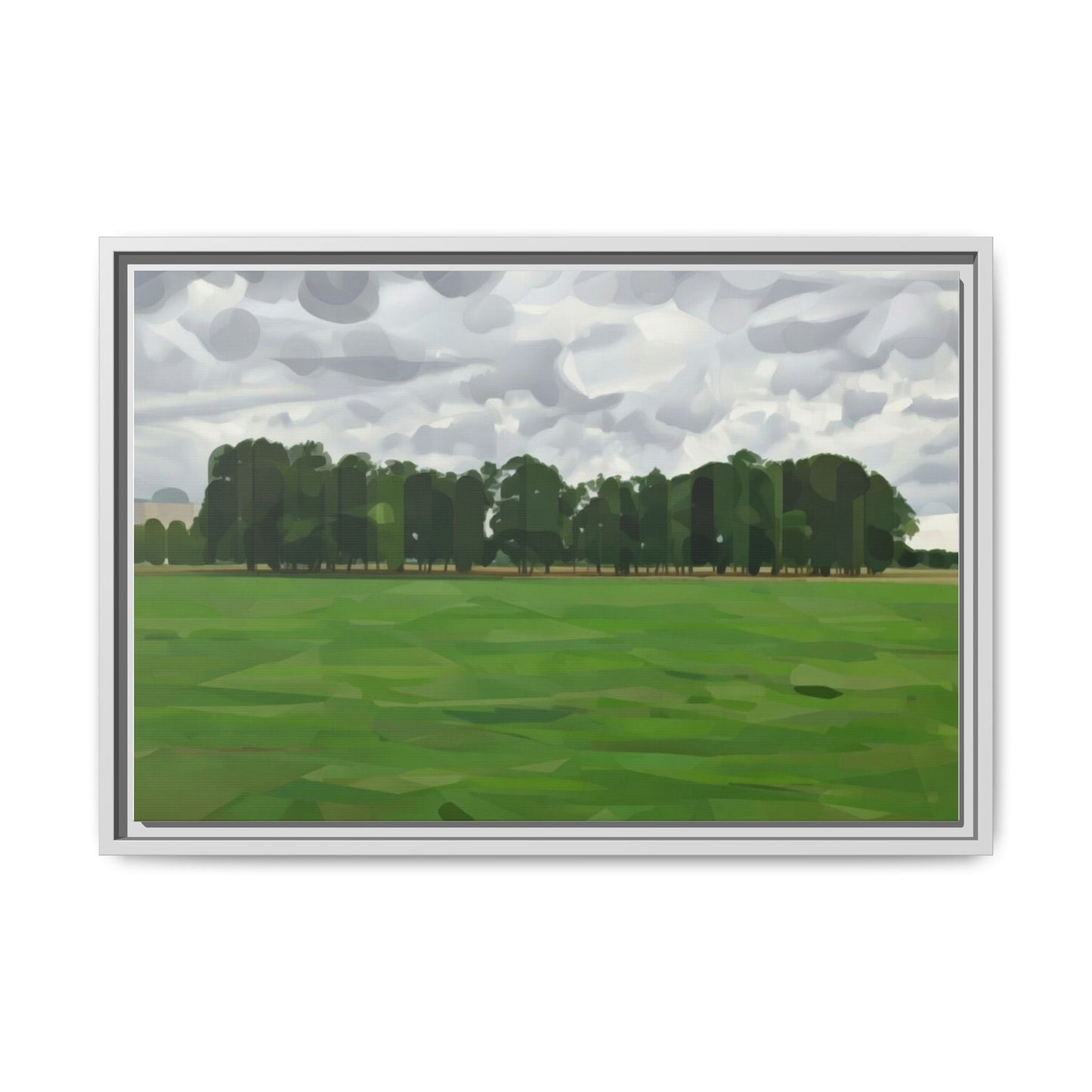 Framed Matte Canvas Print — Minimalist Green Landscape Art