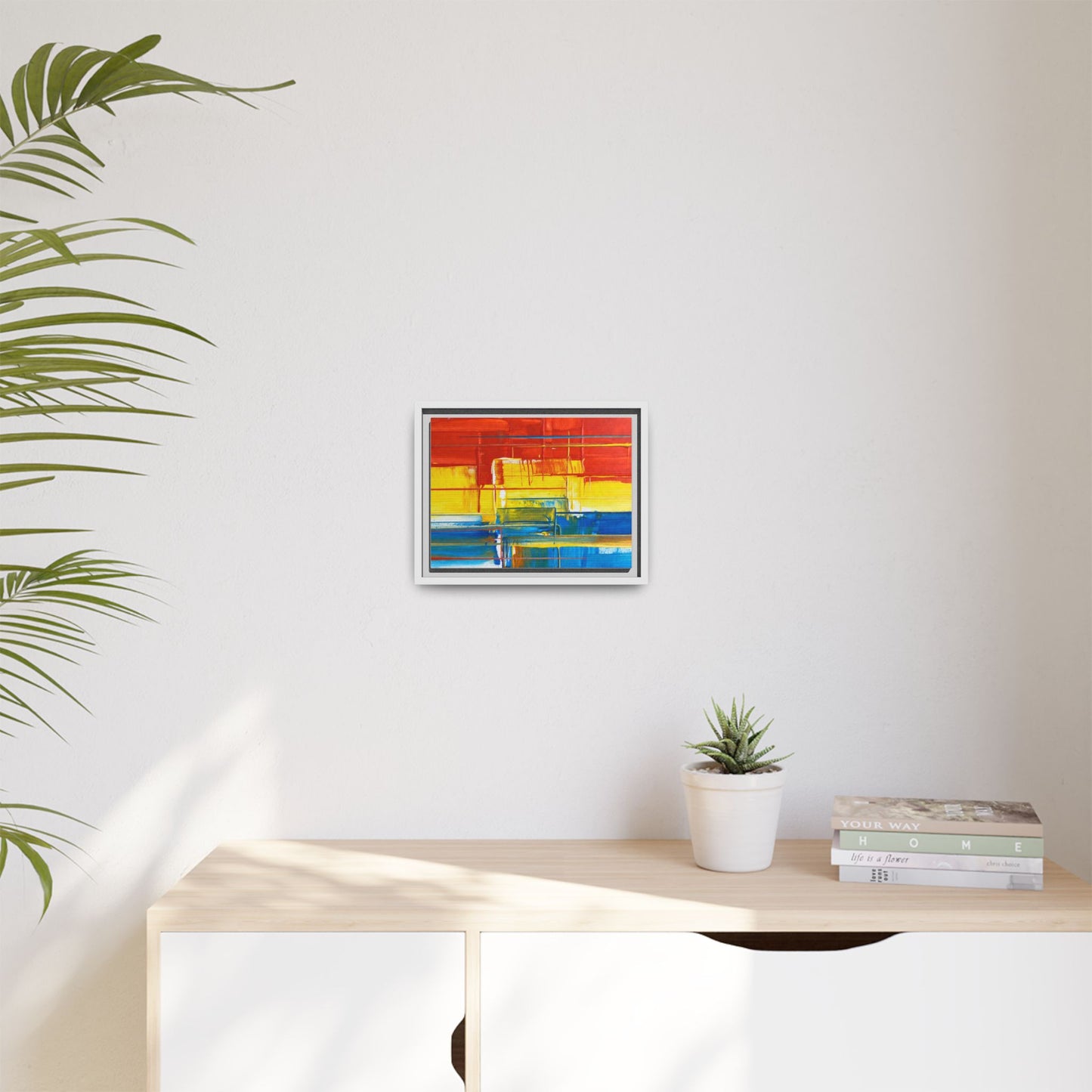 Abstract Multi-Color Framed Canvas Art — Modern Geometric Wall Decor