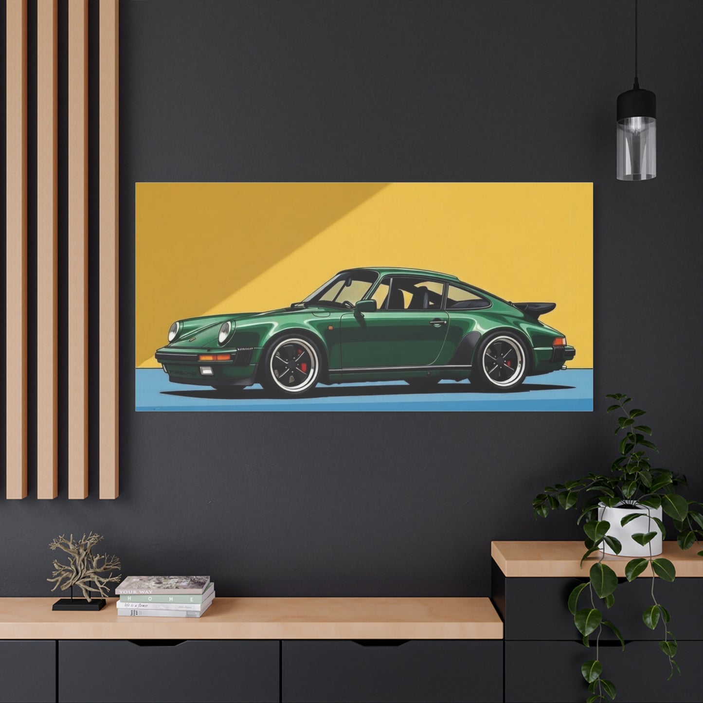 Vintage Green Porsche Art Print - Matte Stretched Canvas