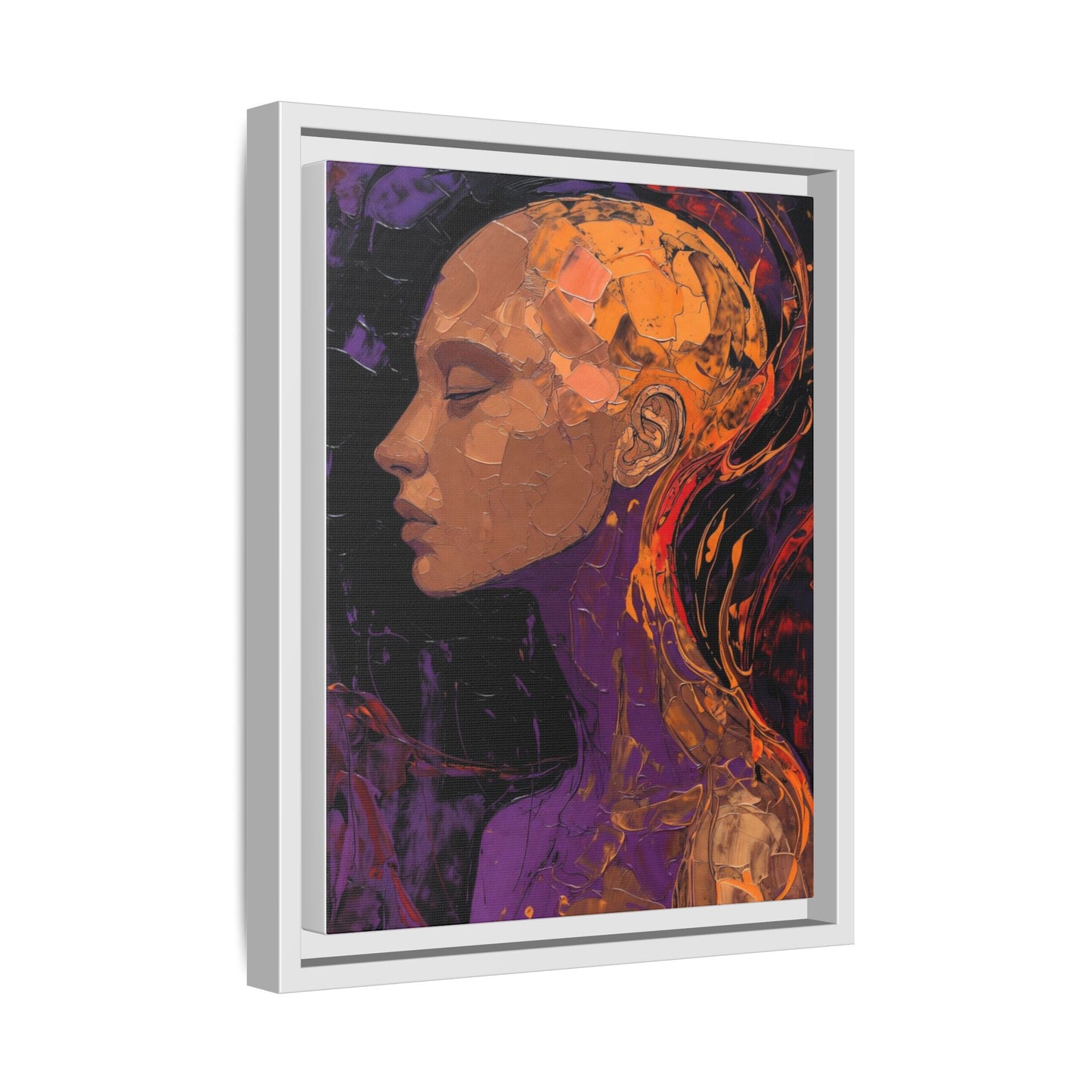 Abstract Profile Portrait Matte Framed Canvas — Multicolor Feminine Art Print