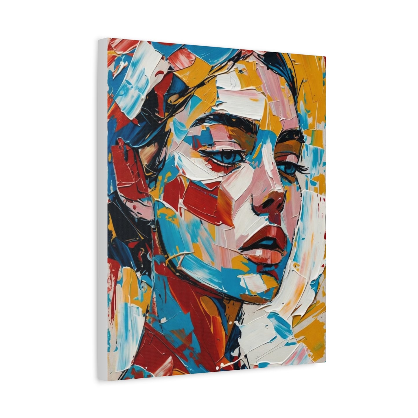 Abstract Colorful Portrait Matte Canvas Print — Modern Stretched Wall Art