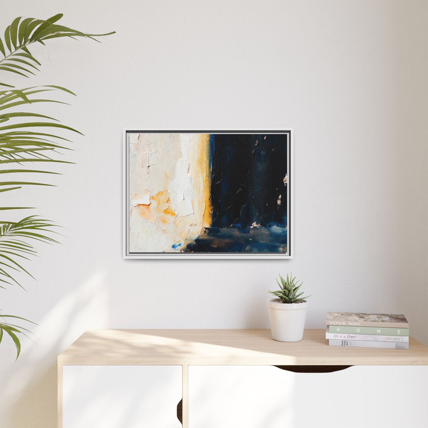 Abstract Coastal Texture Framed Canvas Art — Matte Multi-Color Wall Print