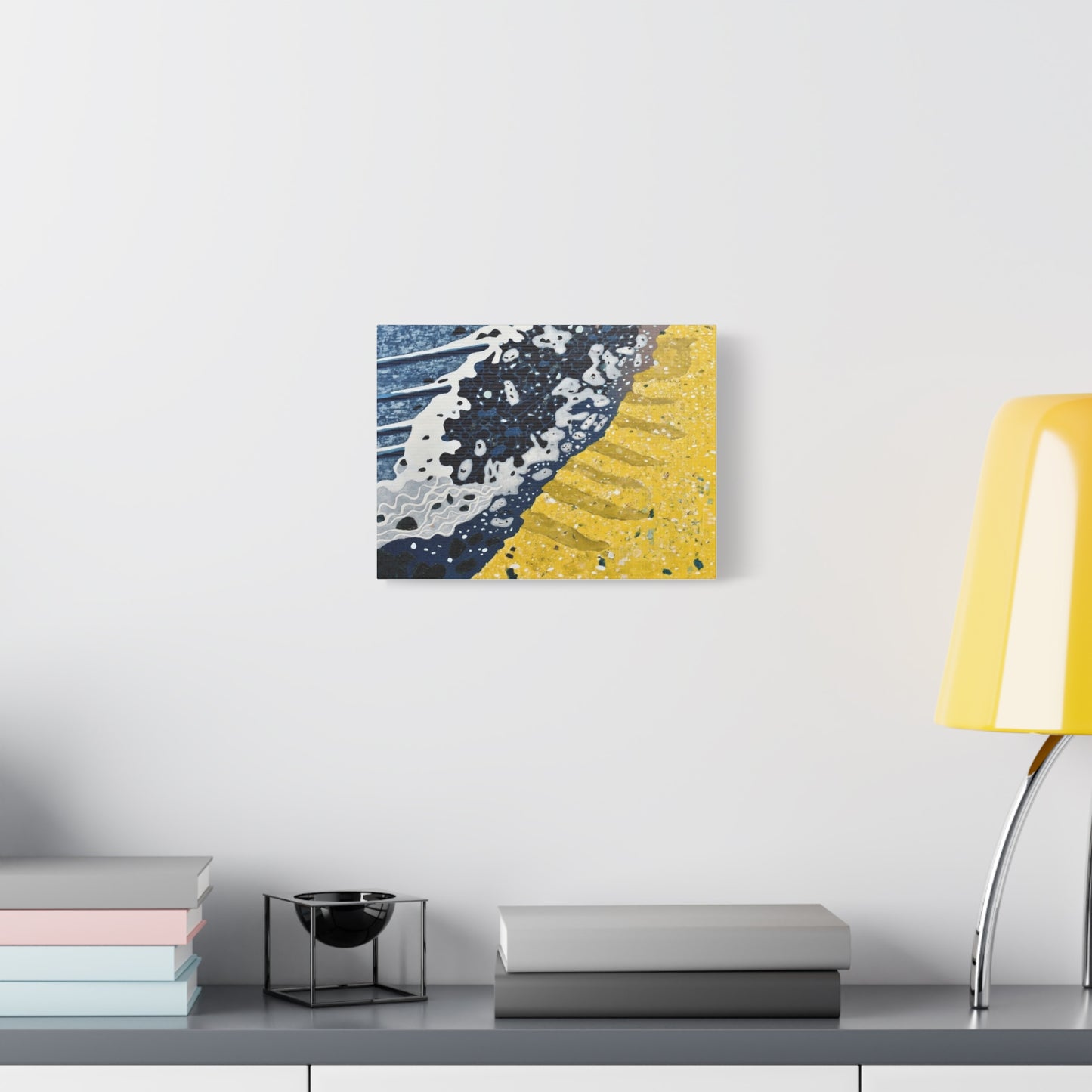 Abstract Blue & Yellow Fluid Art Canvas Print — Matte Stretched Wall Art