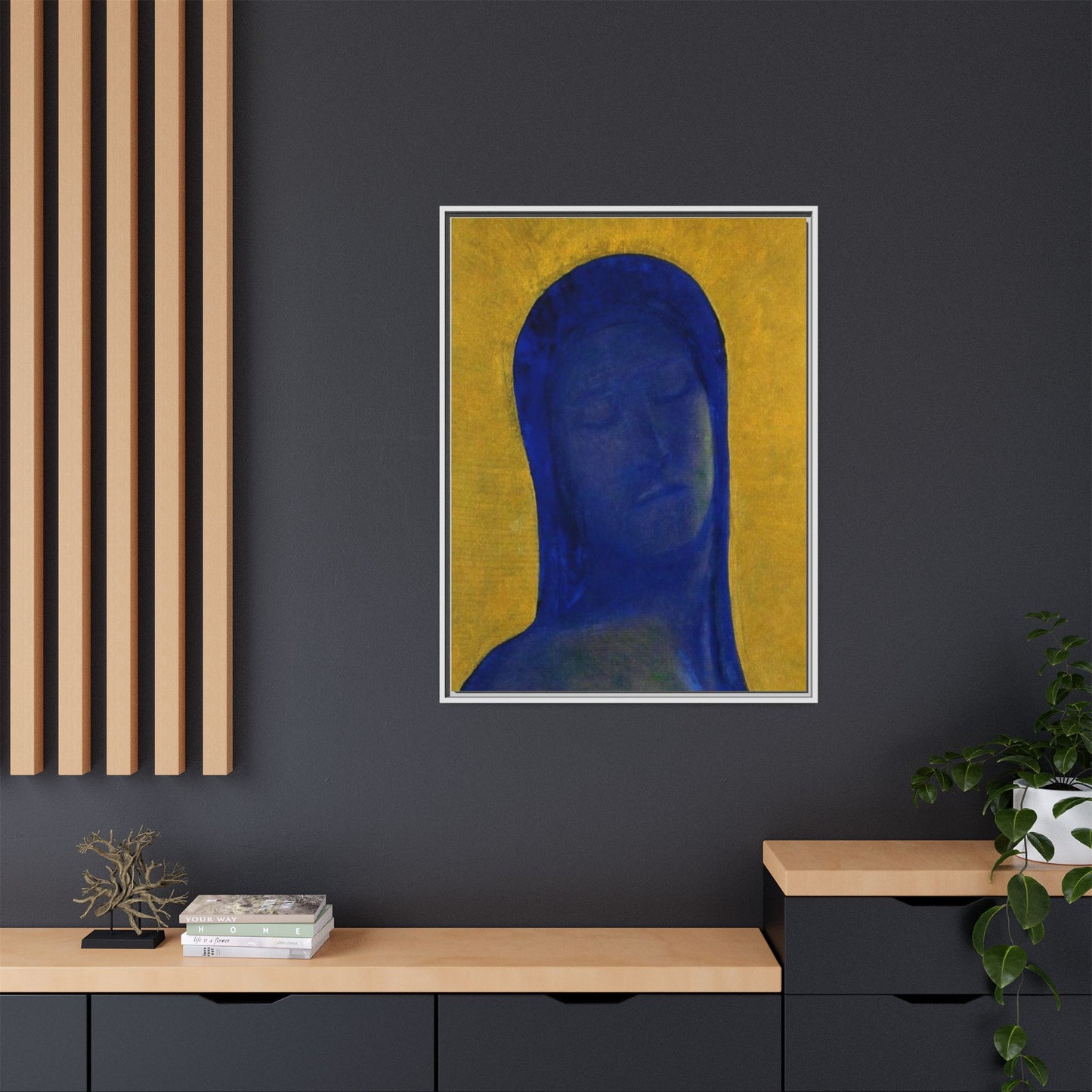 Closed Eyes by Odilon Redon Framed Matte Canvas Wall Art Print