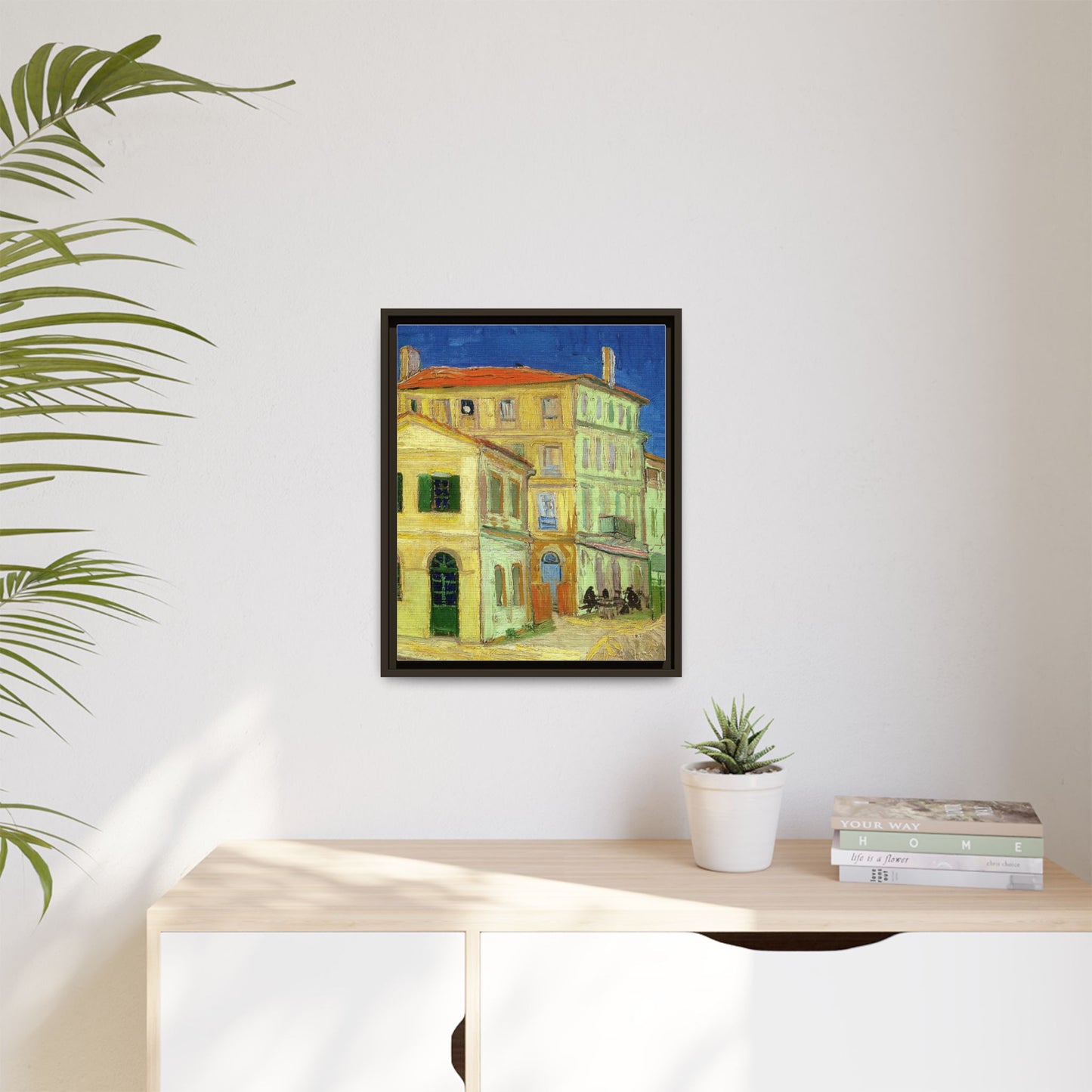 Mediterranean Street Scene Matte Canvas Framed Wall Art