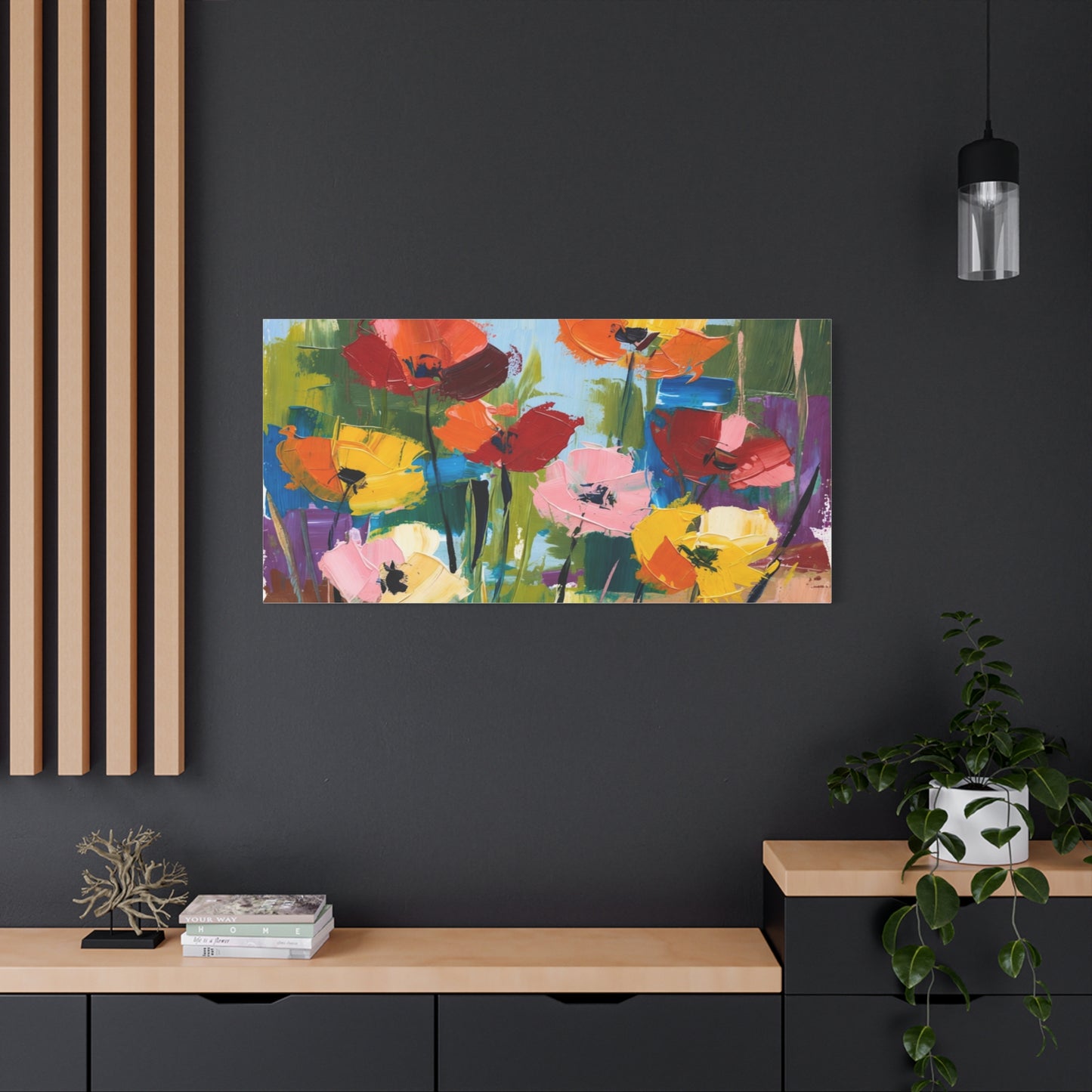 Colorful Abstract Floral Canvas Wall Art — Matte Stretched 1.25"
