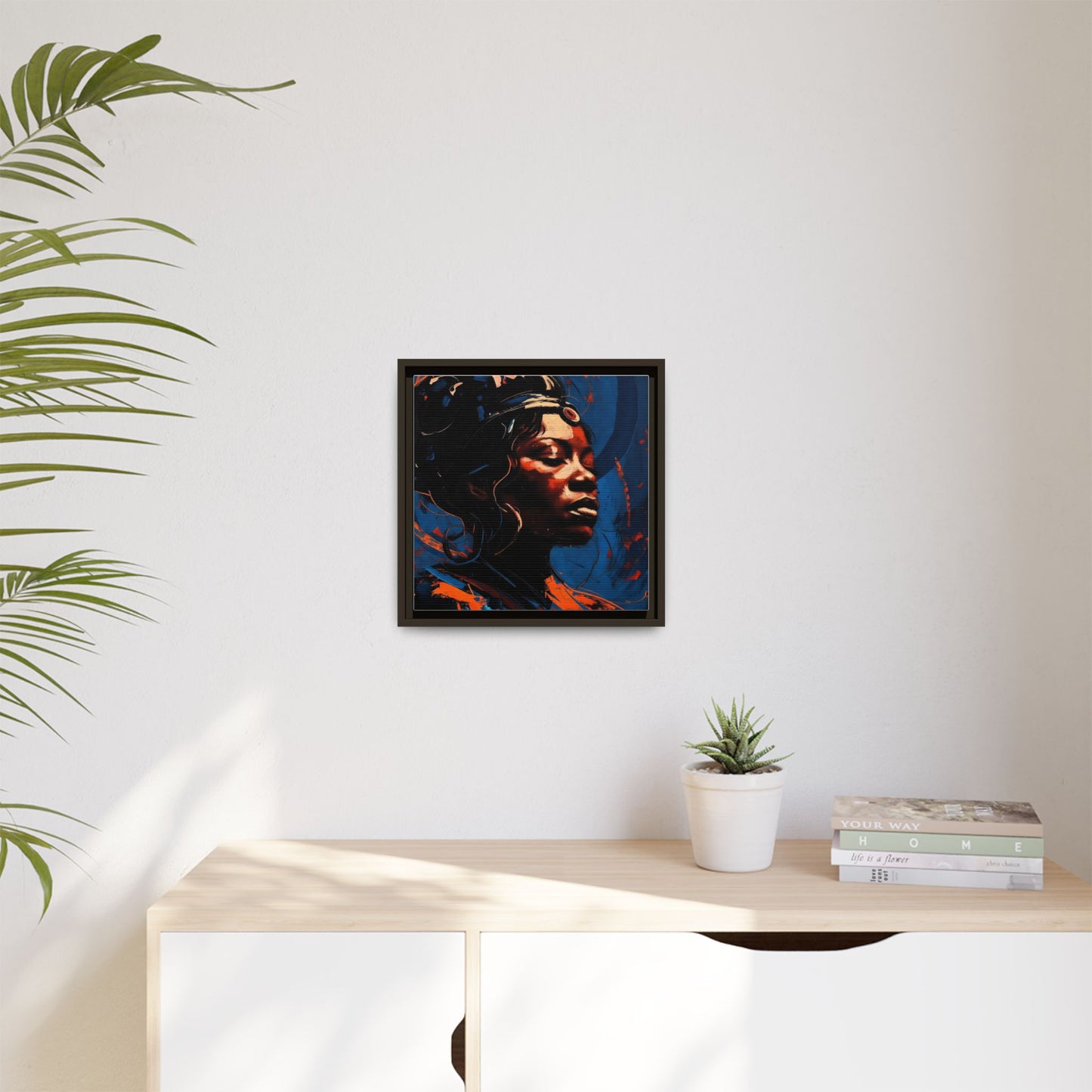 Framed Matte Canvas Art - Vibrant Portrait of a Black Woman (Multi-Color)