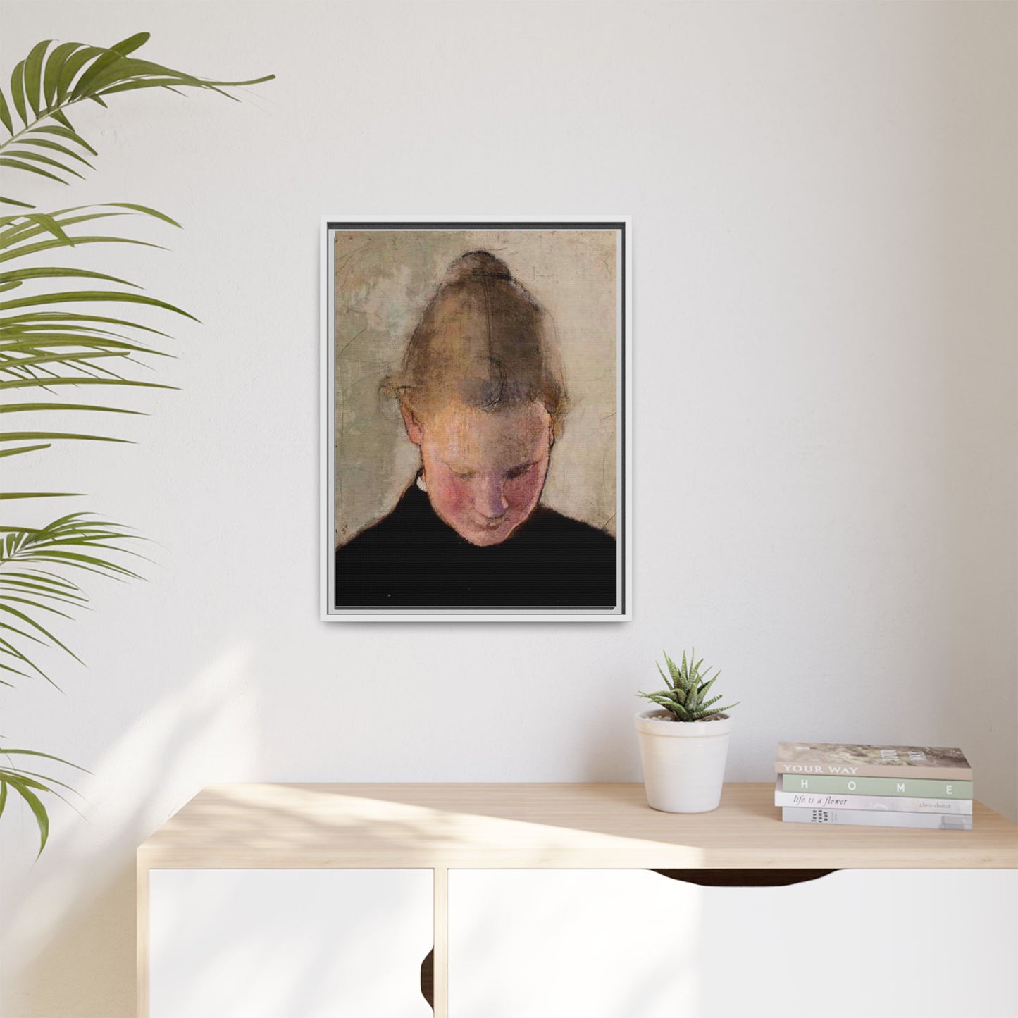 Lukeva tytto by Helena Schjerfbeck Framed Matte Canvas Art Print