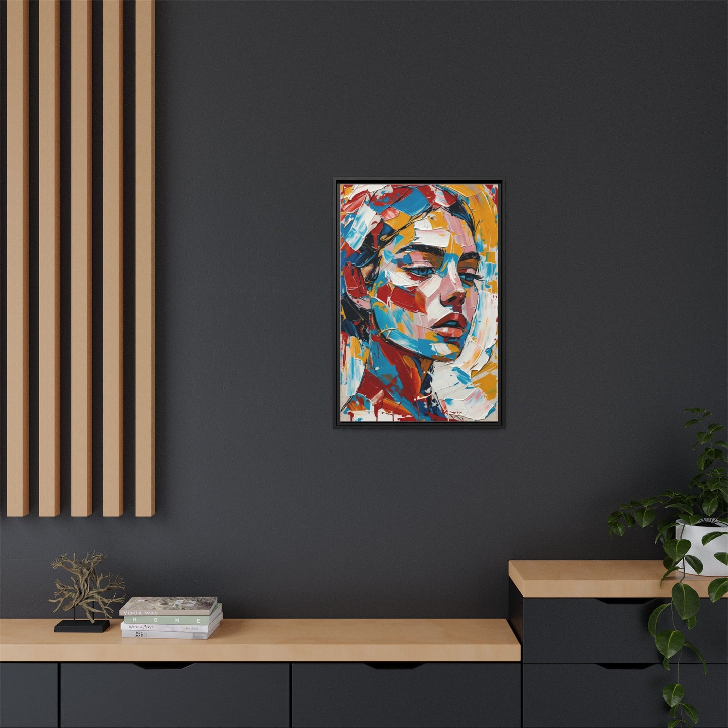 Colorful Abstract Portrait Framed Canvas Print