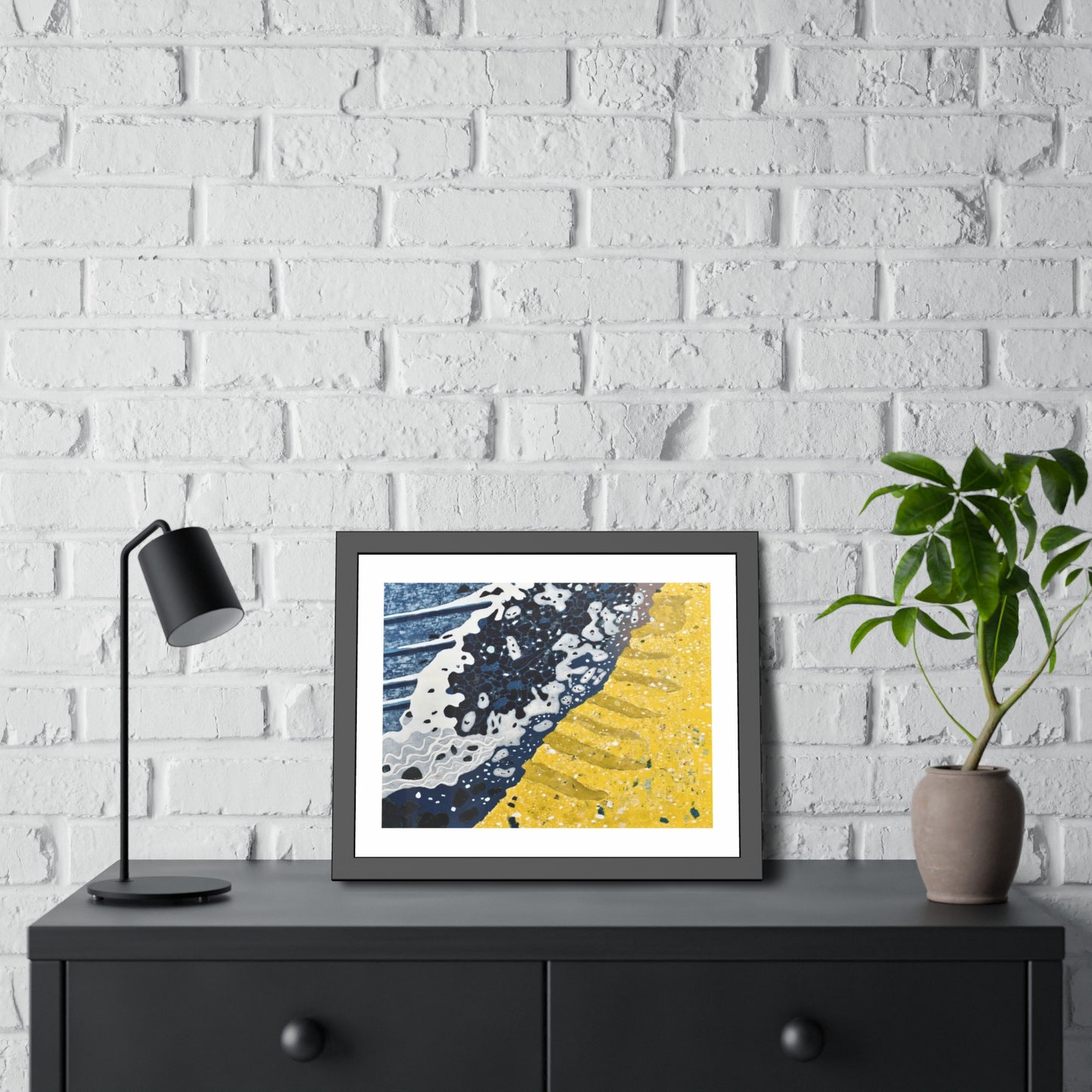 Coastal Wave Abstract — Framed Paper Poster