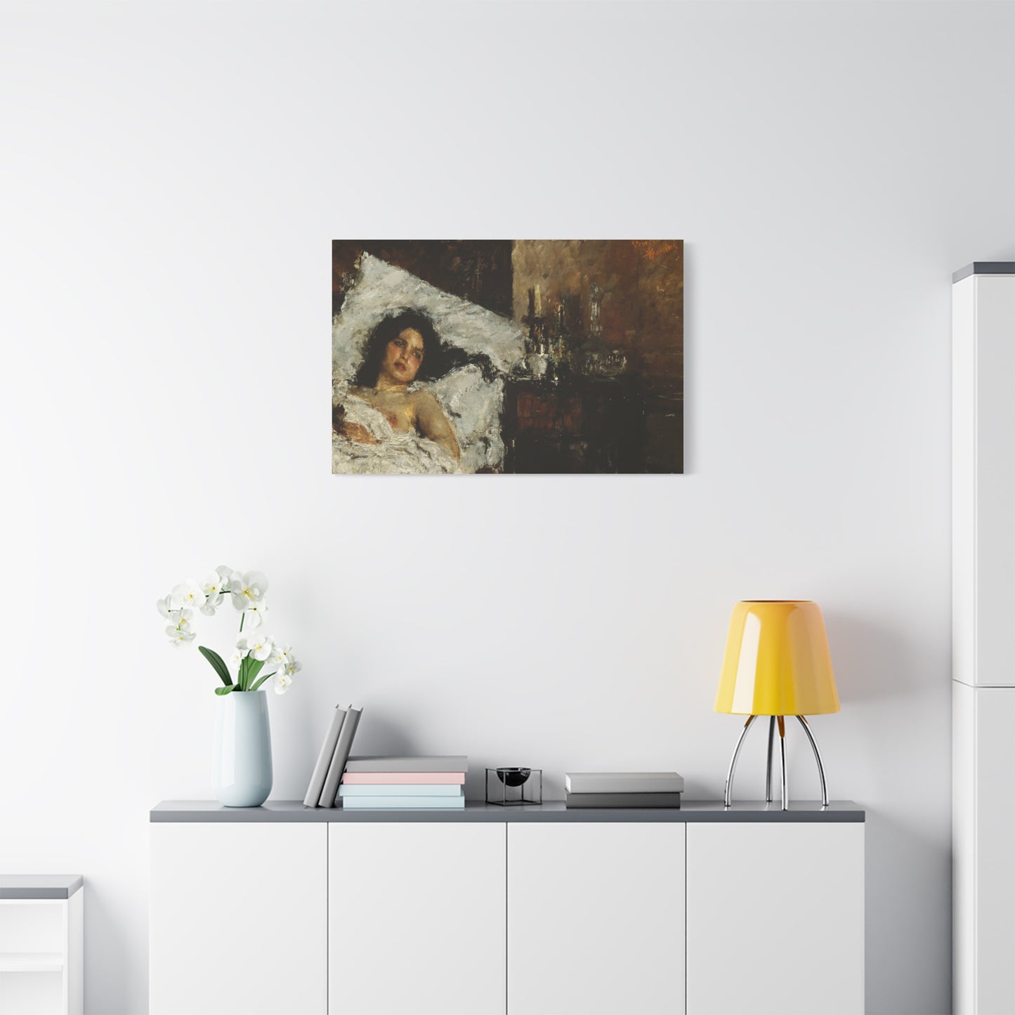 Resting by Antonio Mancini Matte Canvas Wall Art Print
