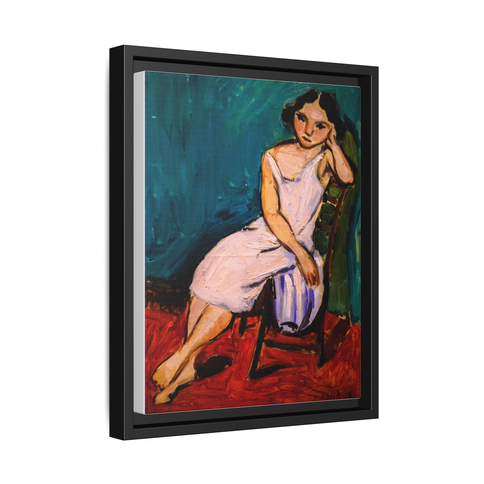 Jeune Fille assise by Henri Matisse Framed Matte Canvas Wall Art