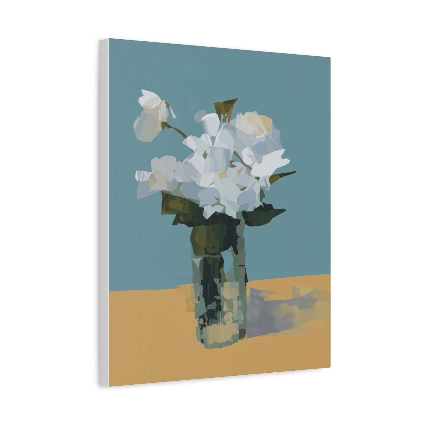 Abstract White Roses Canvas Art - Floral Vase Wall Decor