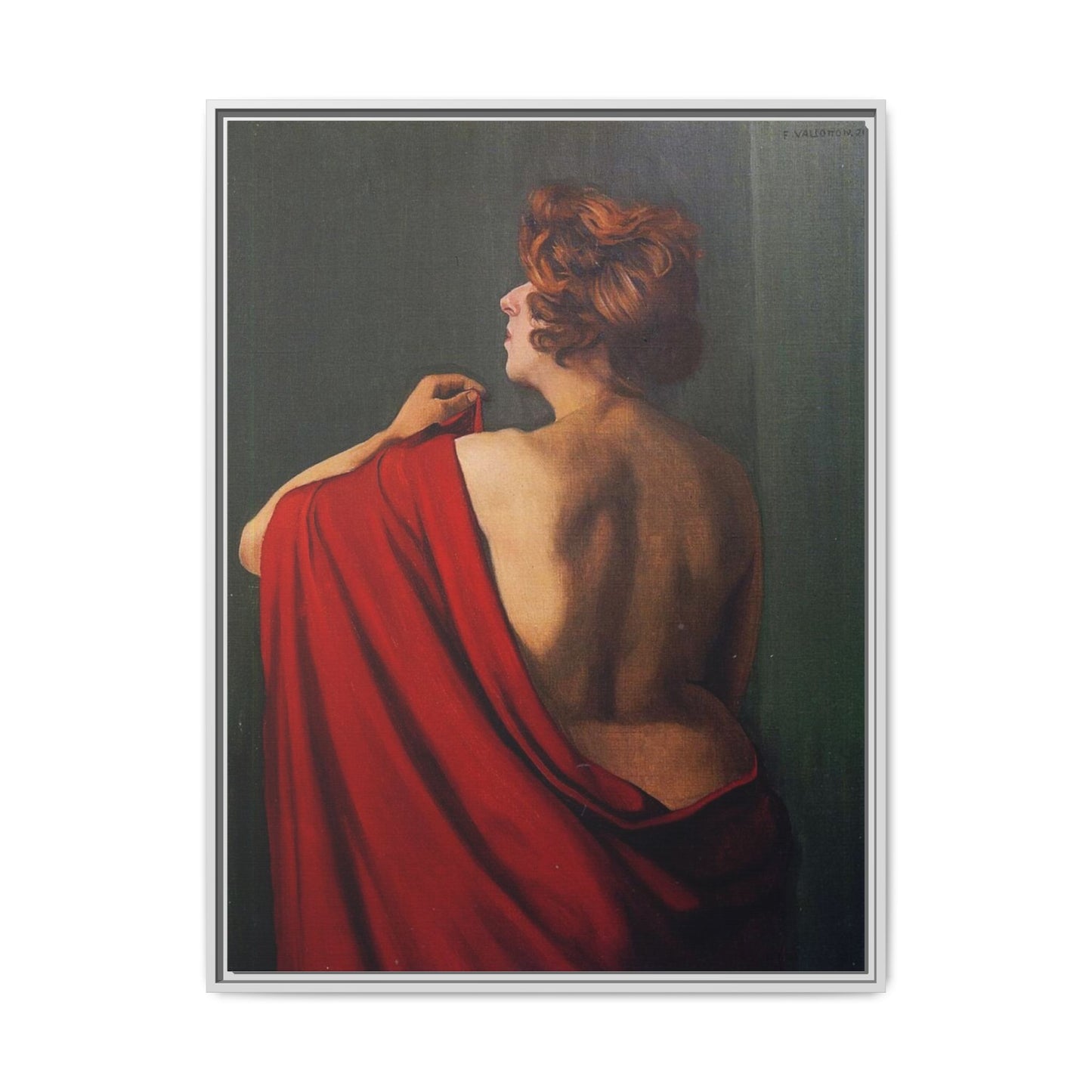 Femme au châle rouge by Félix Vallotton Framed Matte Canvas Wall Art Print