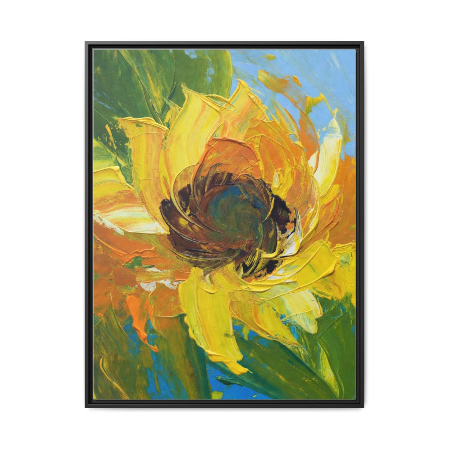 Framed Sunflower Abstract Matte Canvas Print
