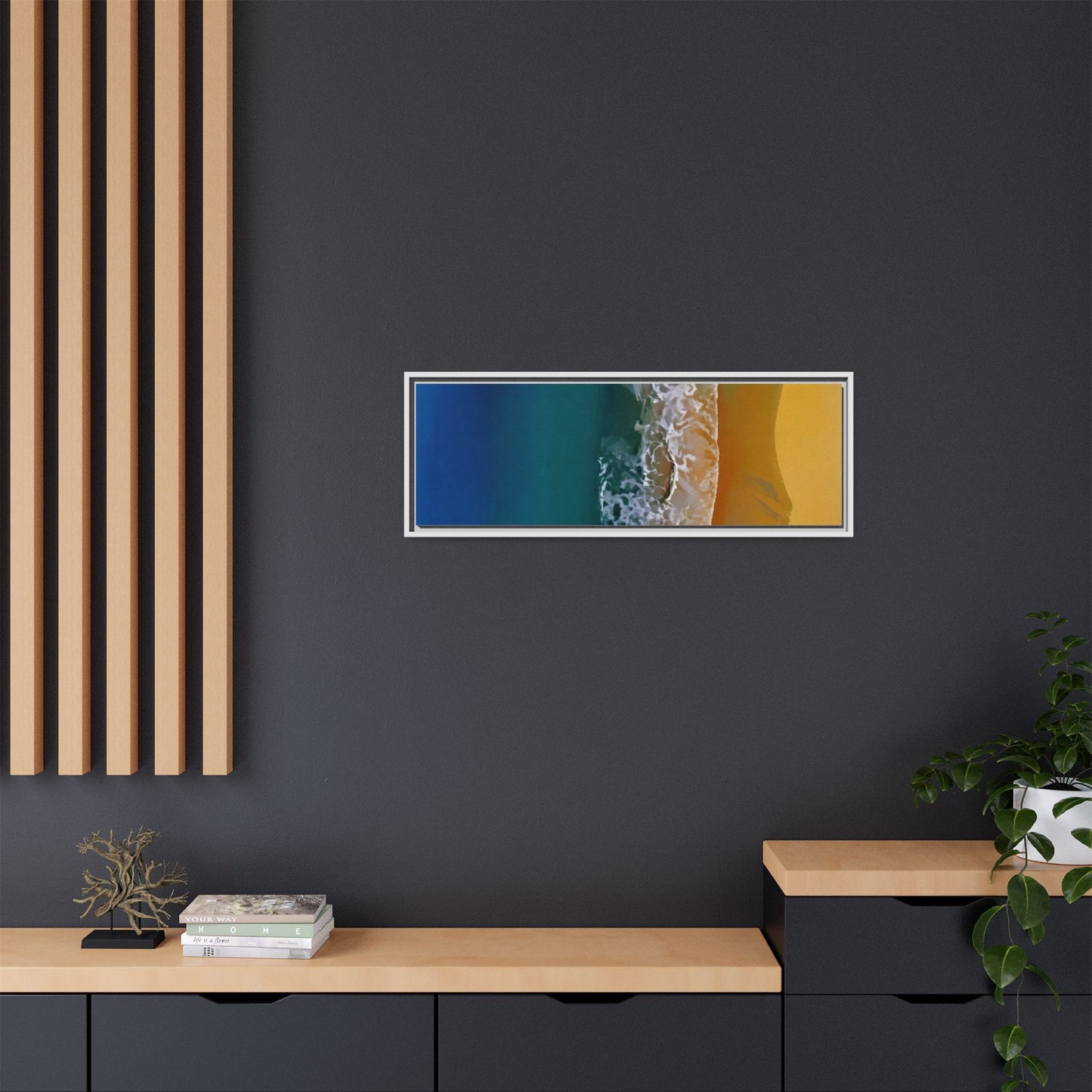 Framed Matte Canvas Seascape Print – Coastal Waves Wall Art