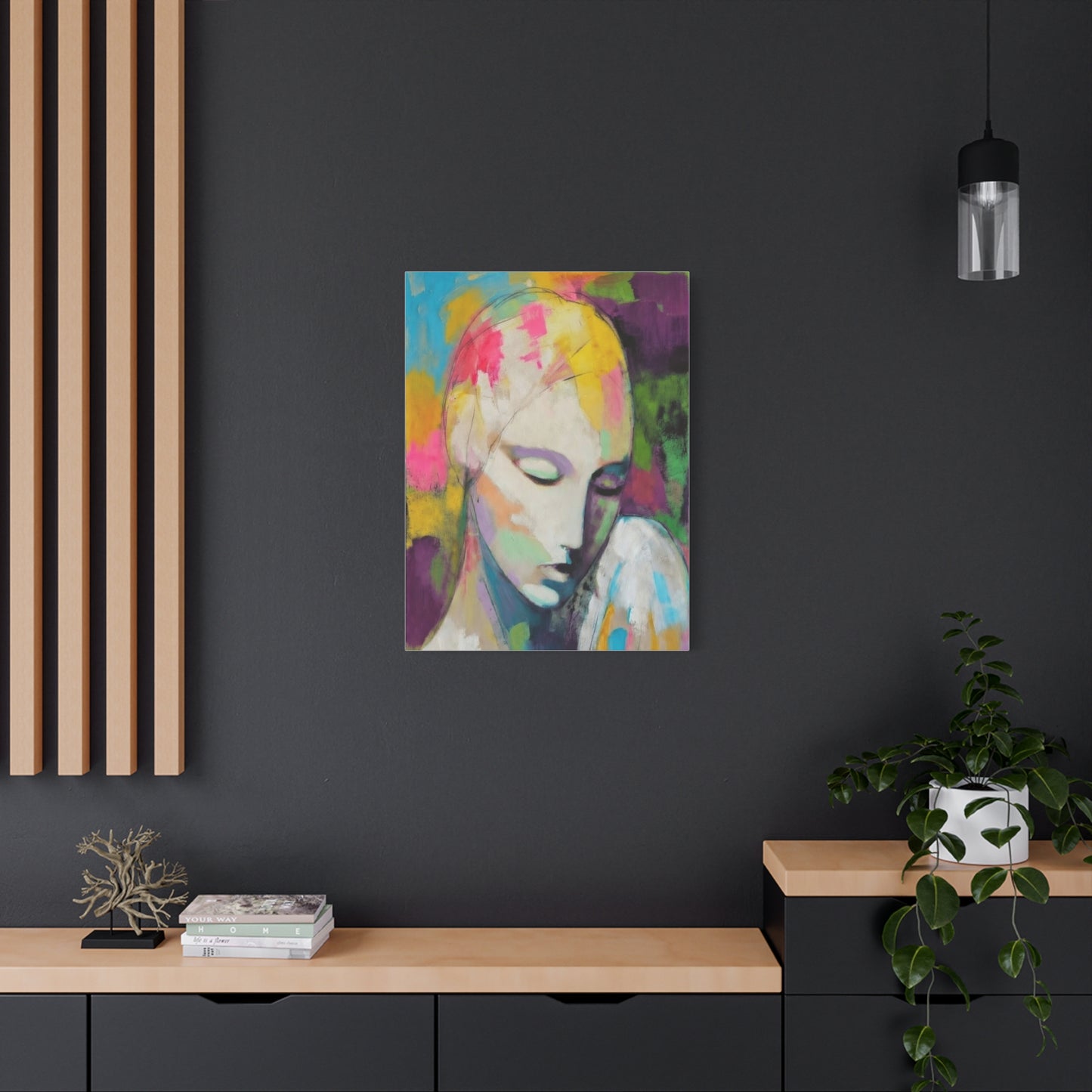 Abstract Angel Portrait Canvas - Colorful Modern Wall Art
