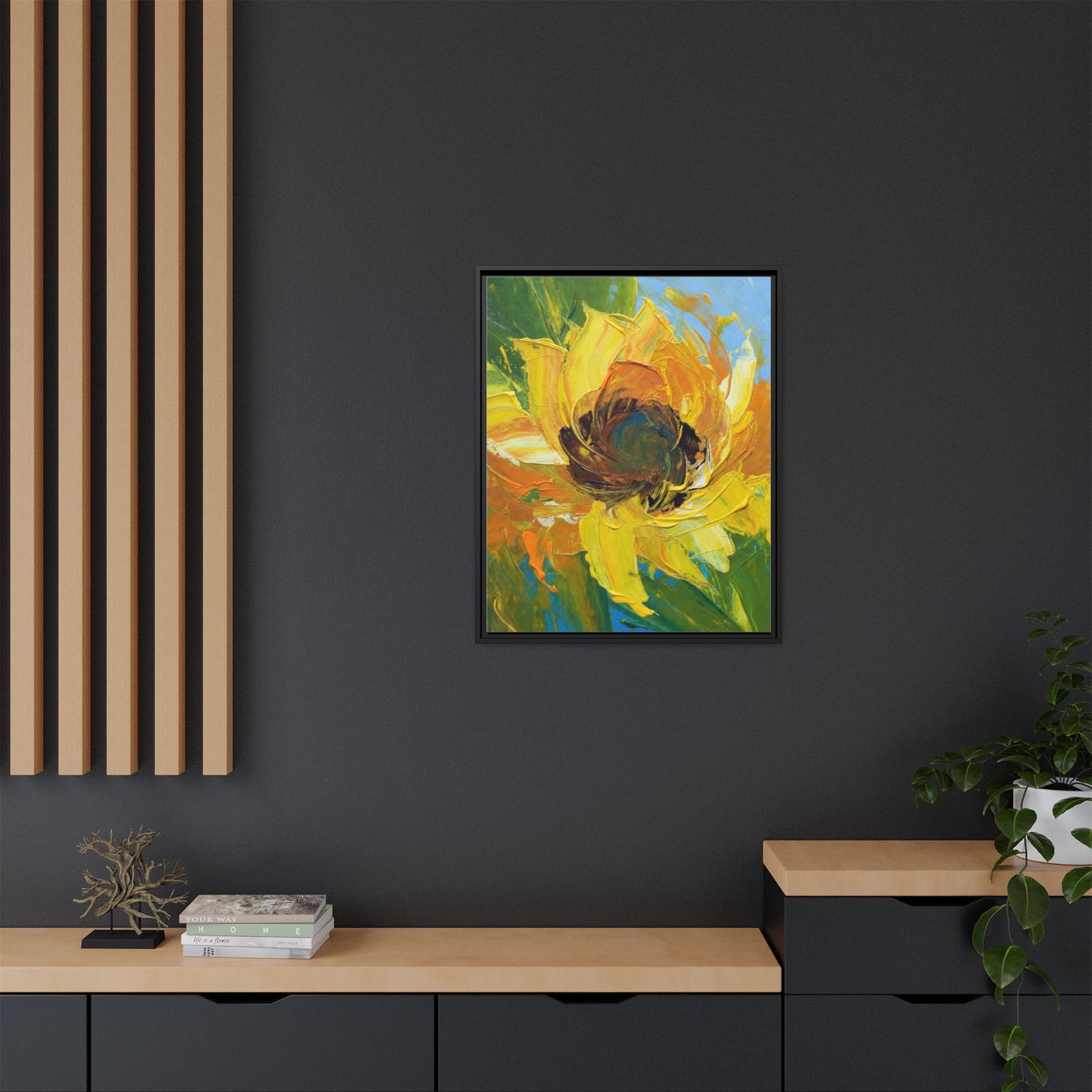 Framed Sunflower Abstract Matte Canvas Print