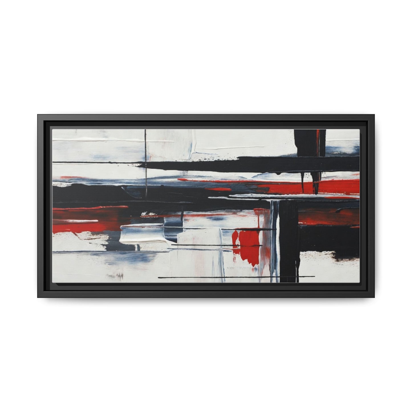 Abstract Red & Black Framed Canvas Art — Modern Matte Wall Painting
