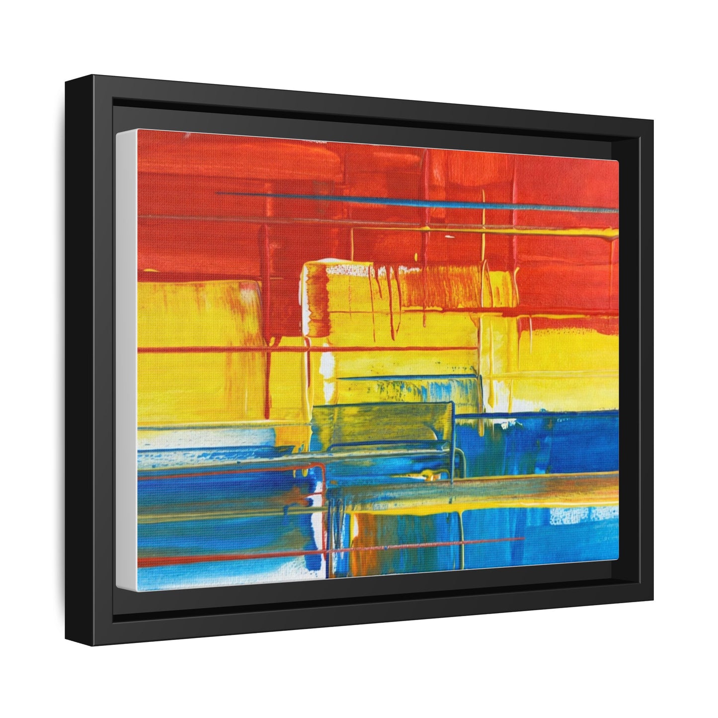 Abstract Multi-Color Framed Canvas Art — Modern Geometric Wall Decor
