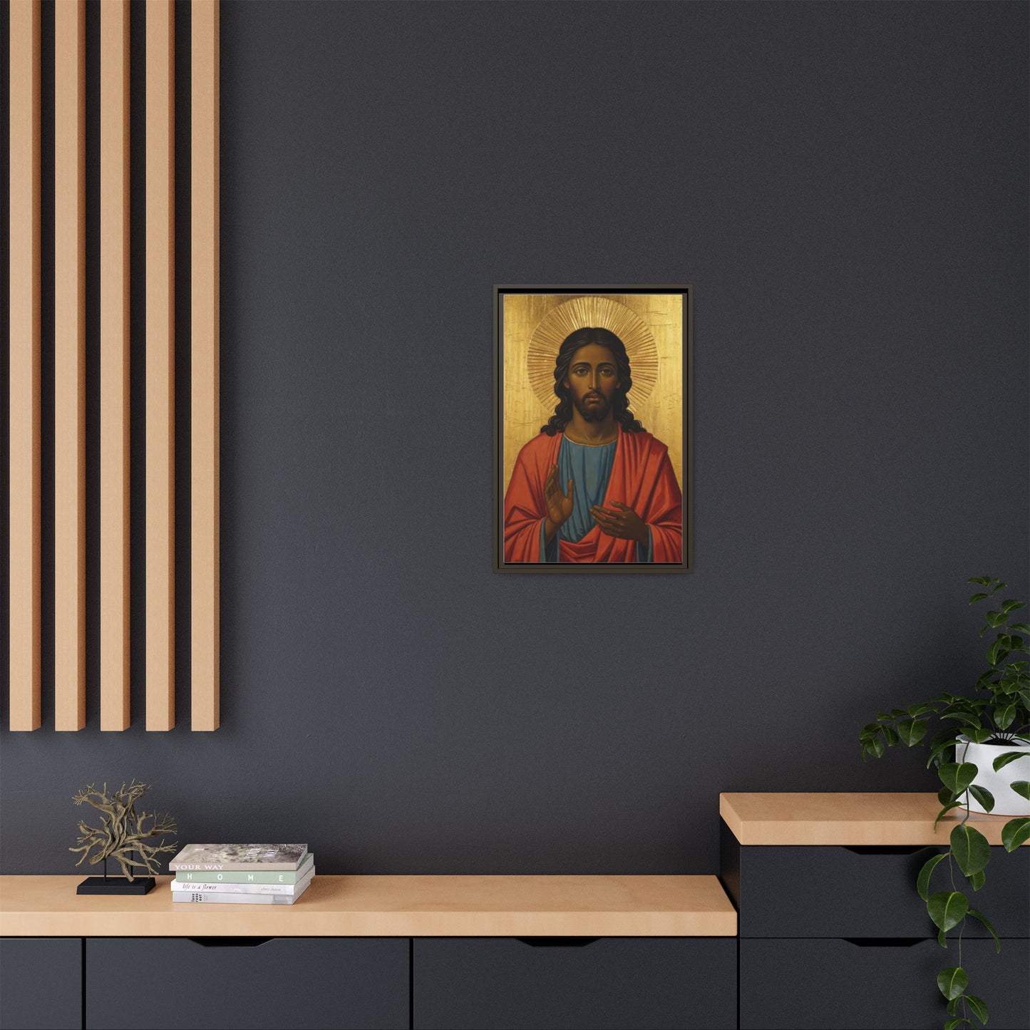 Framed Orthodox Christ Icon Matte Canvas — Religious Wall Art for Home, Church, or Prayer Corner