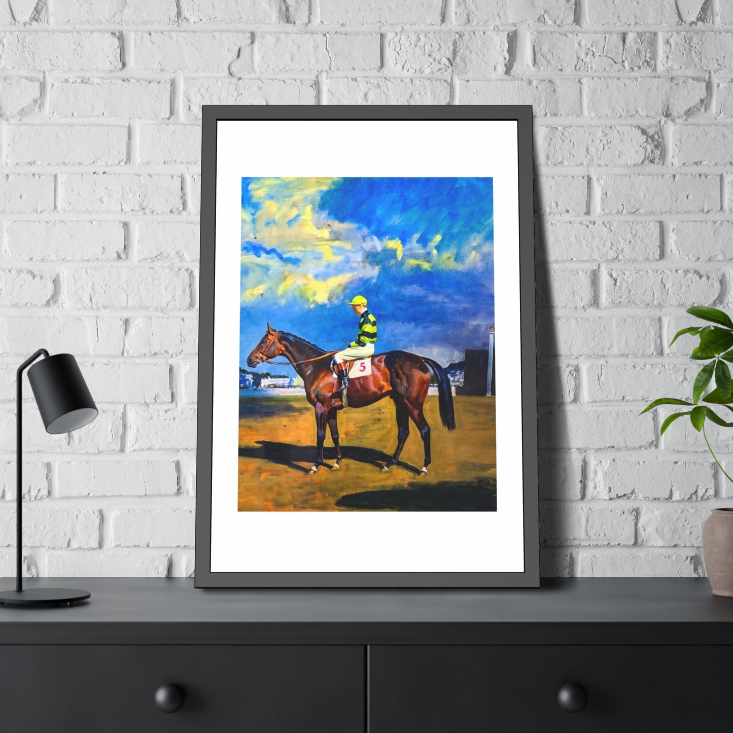 Framed Poster — Vintage Racehorse Jockey Art Print