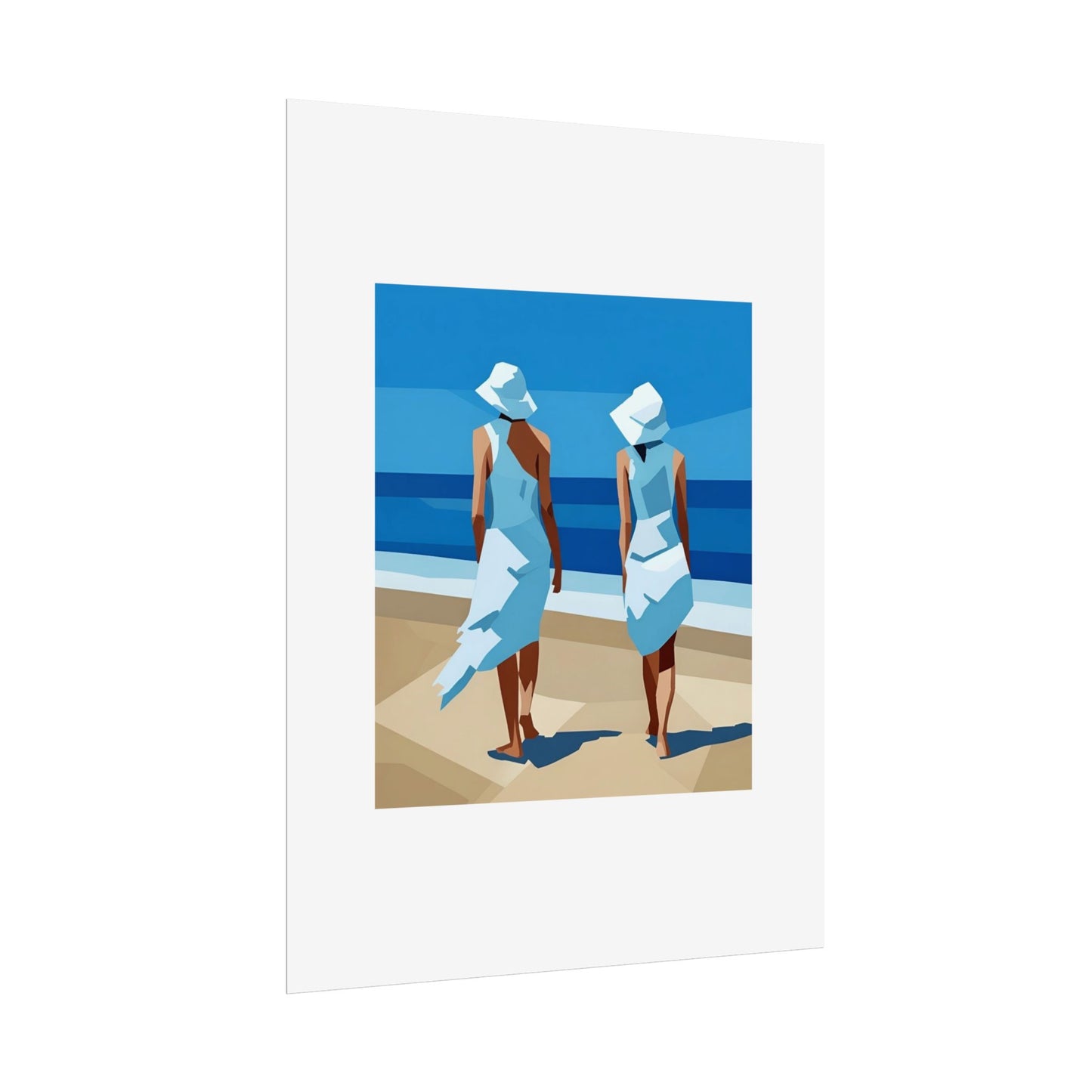 Beach Stroll Art Poster — Minimalist Coastal Print (Rolled Poster)