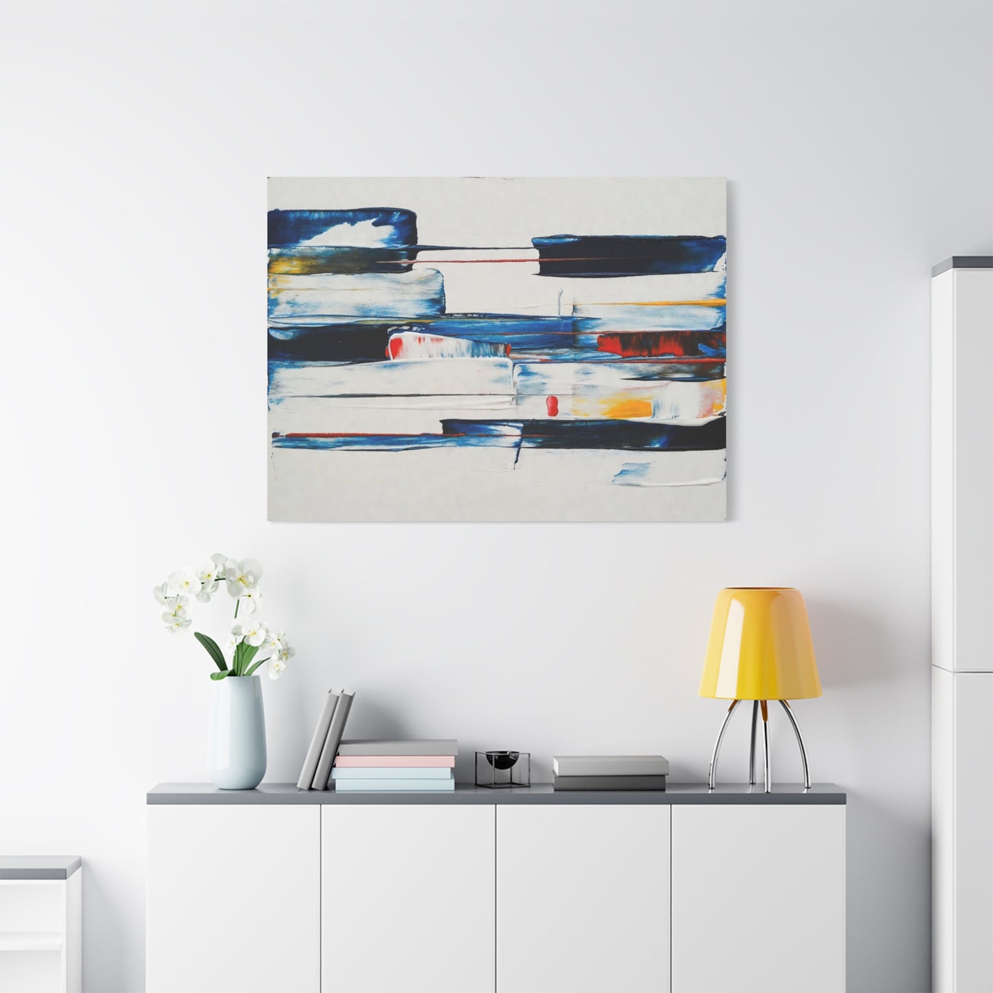Abstract Blue Brushstroke Canvas Wall Art — Modern Stretched Matte Canvas