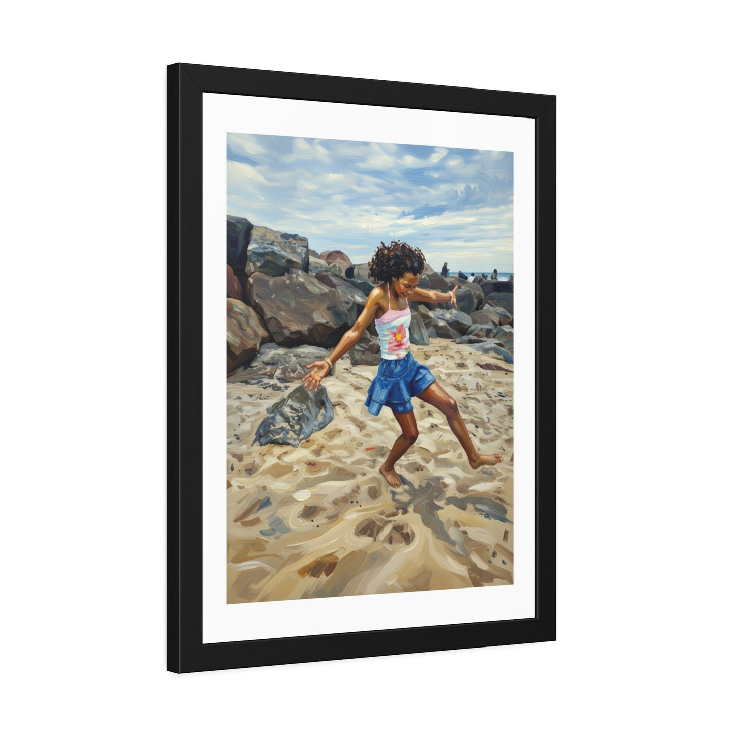 Framed Poster - Joyful Beach Dance Art Print