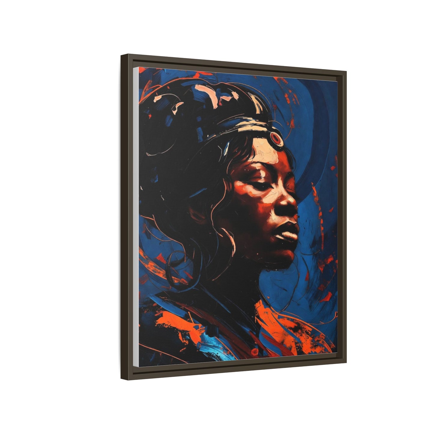 Framed Matte Canvas Art - Vibrant Portrait of a Black Woman (Multi-Color)