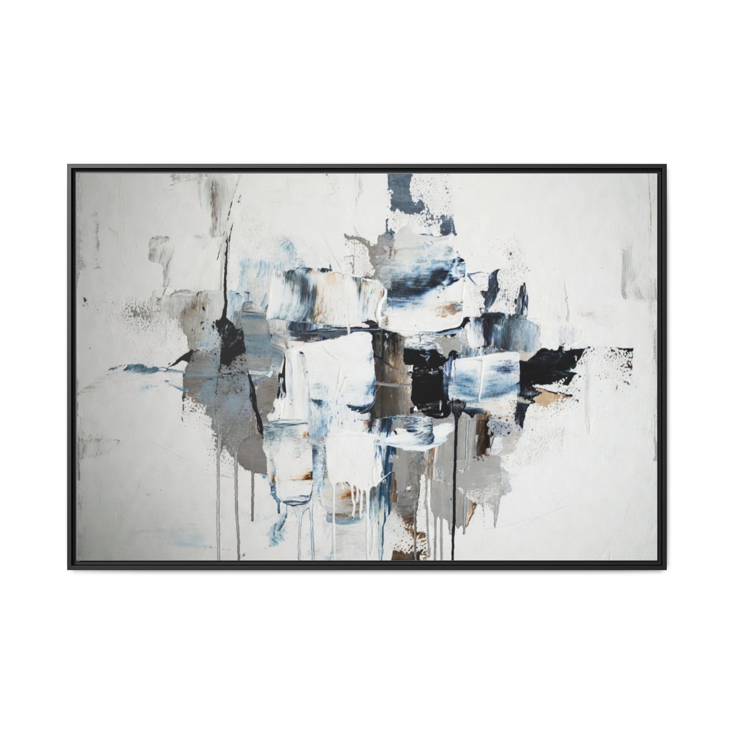 Framed Abstract Canvas Art — Blue Neutral Modern Wall Print
