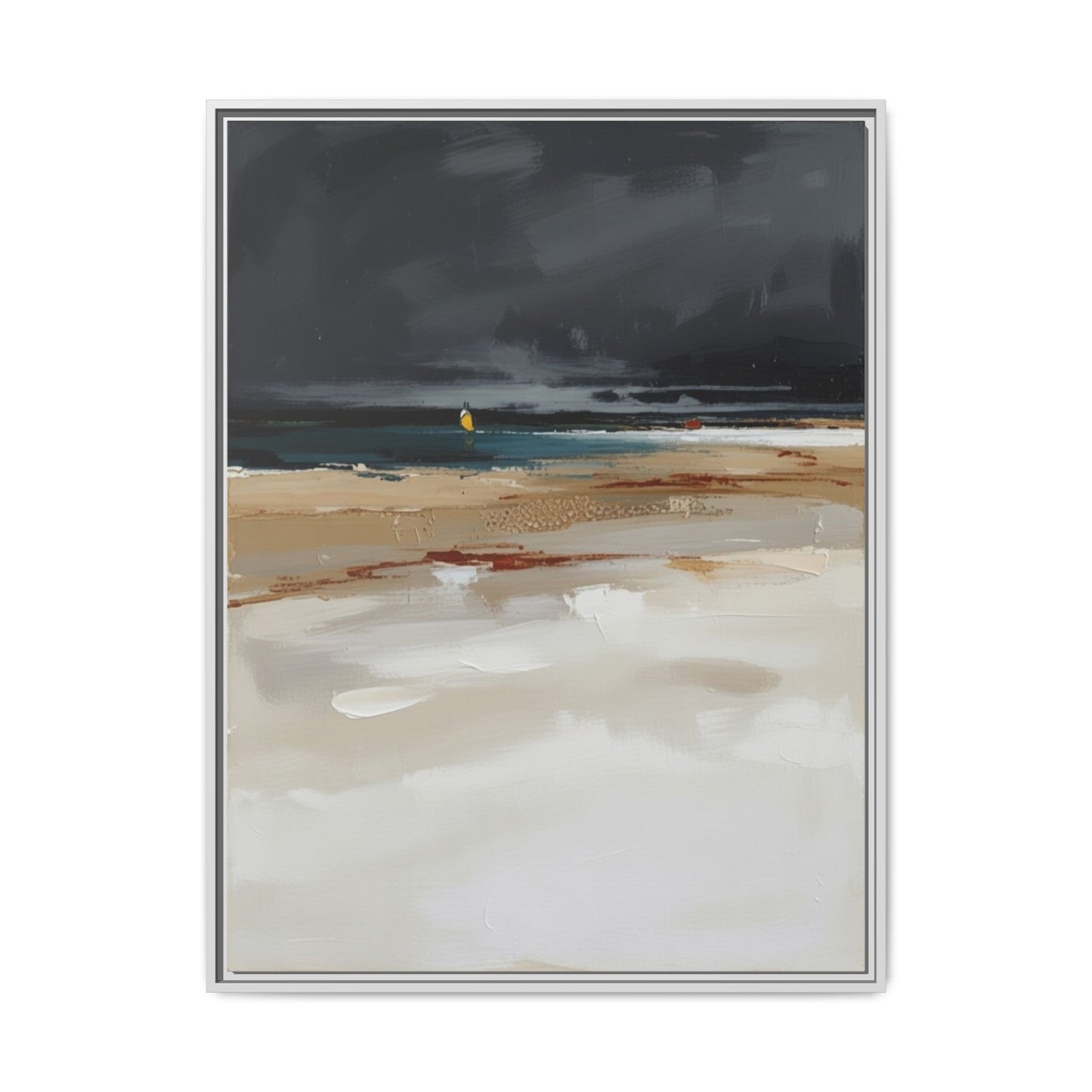 Framed Matte Canvas Beachscape Art Print — Coastal Abstract Wall Decor