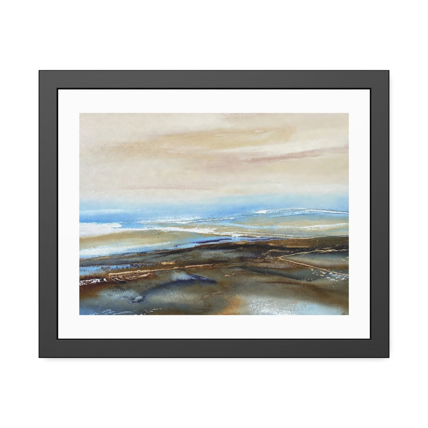 Framed Paper Poster — Abstract Coastal Watercolor Landscape Print