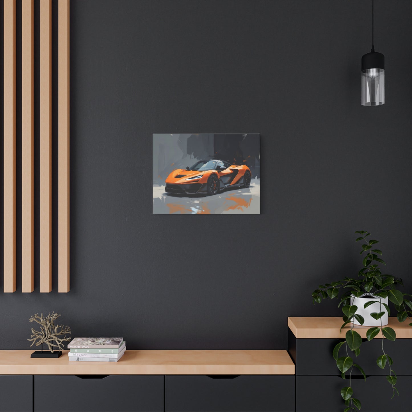 Orange Supercar Matte Canvas Wall Art – Stretched 1.25" Sports Car Print