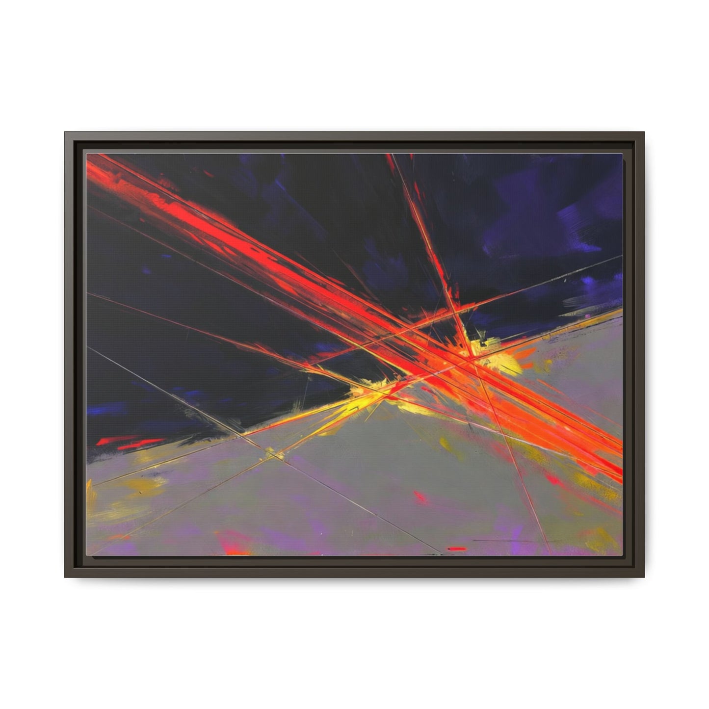 Abstract Red Streaks Framed Matte Canvas Art — Modern Multi‑Color Wall Decor