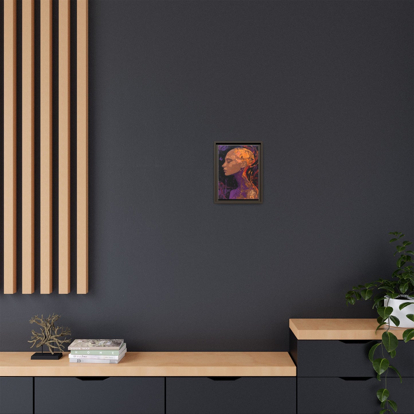 Abstract Profile Portrait Matte Framed Canvas — Multicolor Feminine Art Print