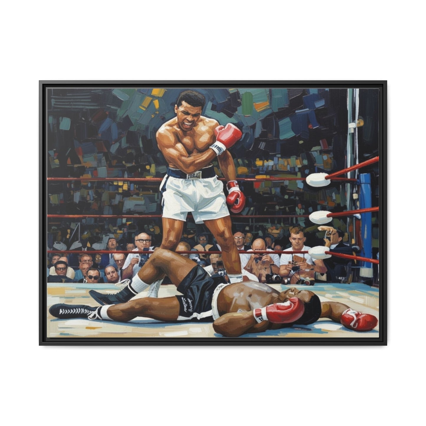 Framed Boxing Ring Canvas Print — Muhammad Ali Iconic Knockout Sport Art