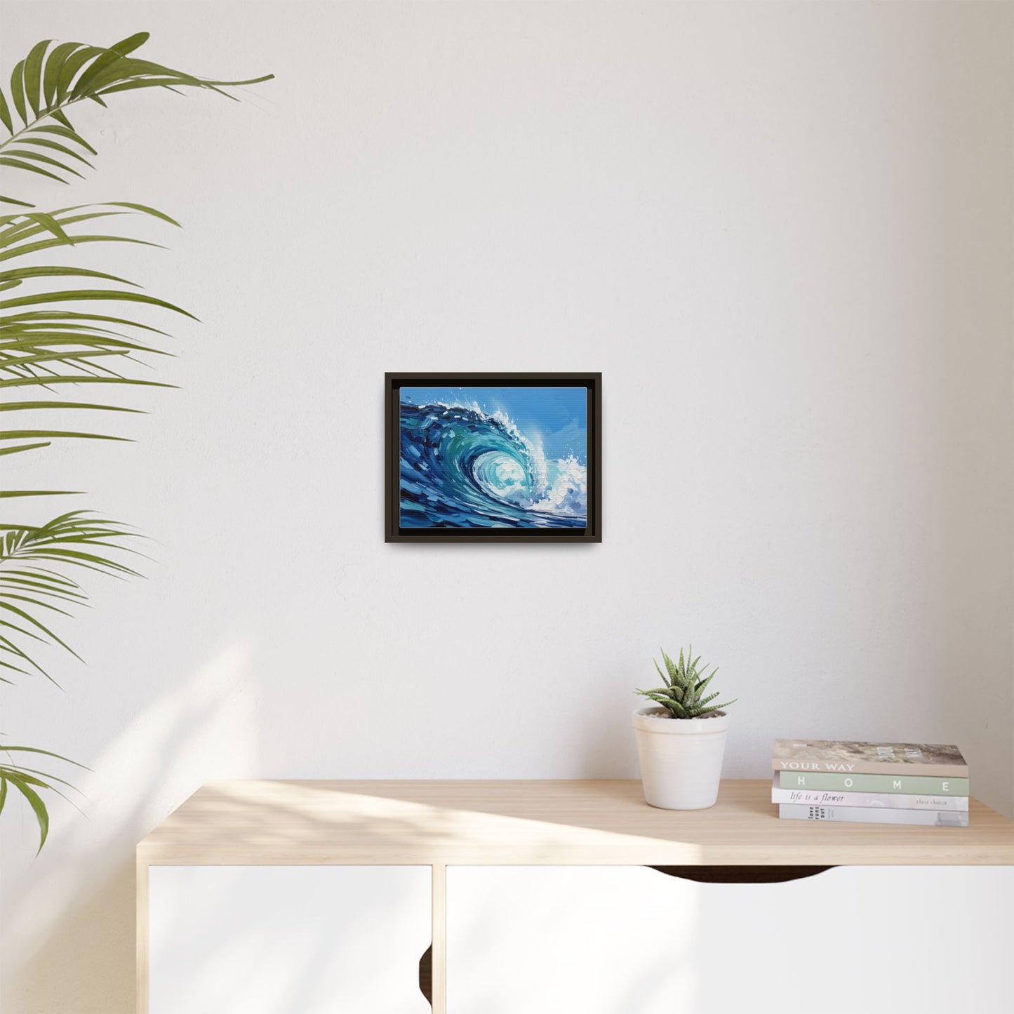 Framed Matte Canvas Wave Art — Blue Ocean Surf Wall Decor