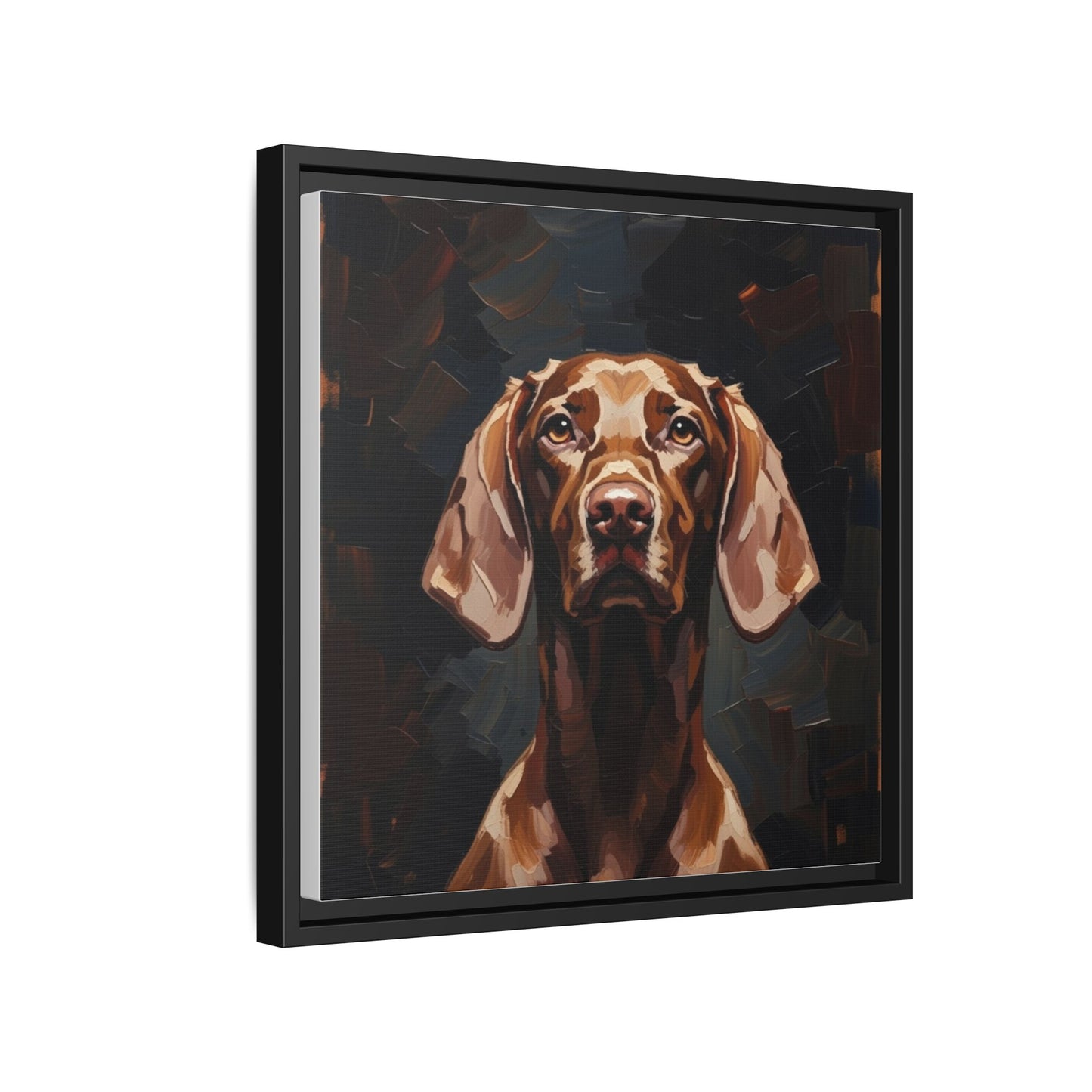 Framed Matte Canvas Dog Portrait – Brown Vizsla Wall Art