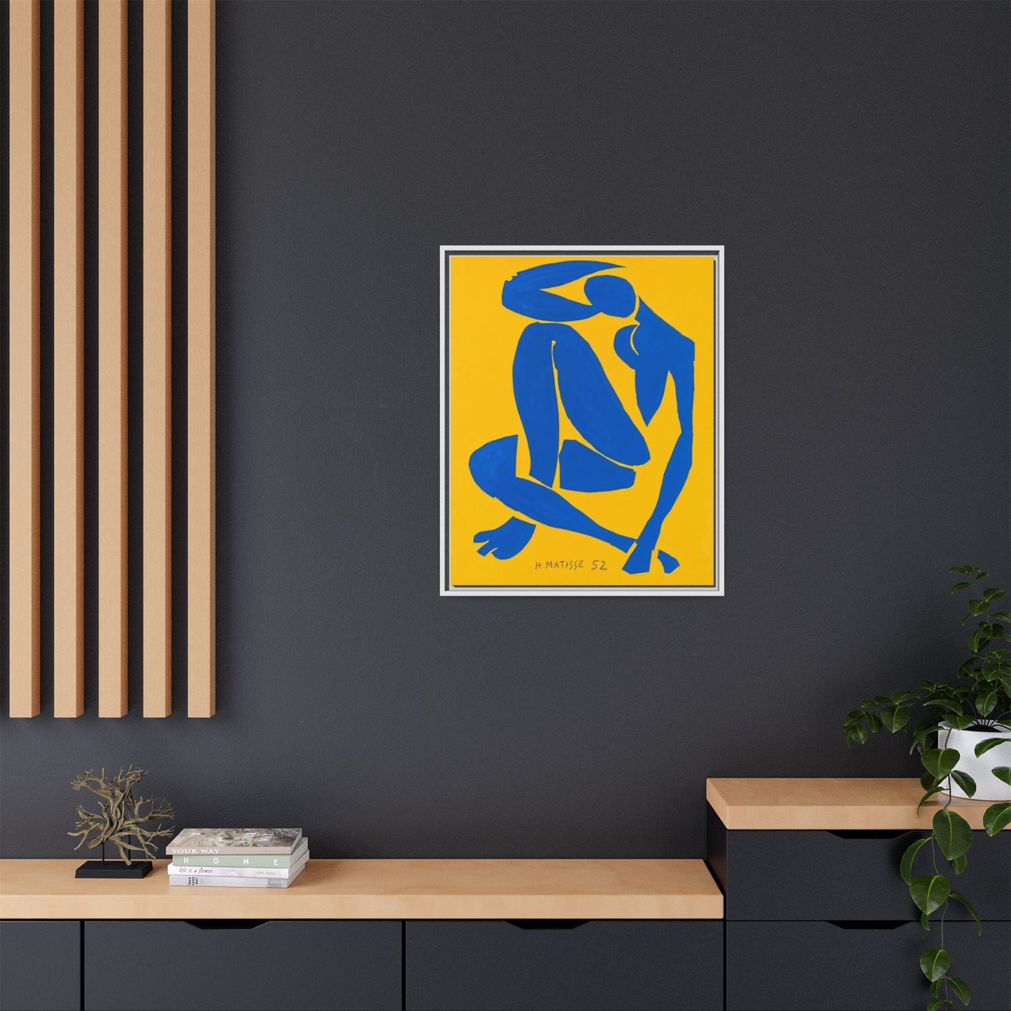 Abstract Blue Nude Matte Canvas Wall Art, Framed