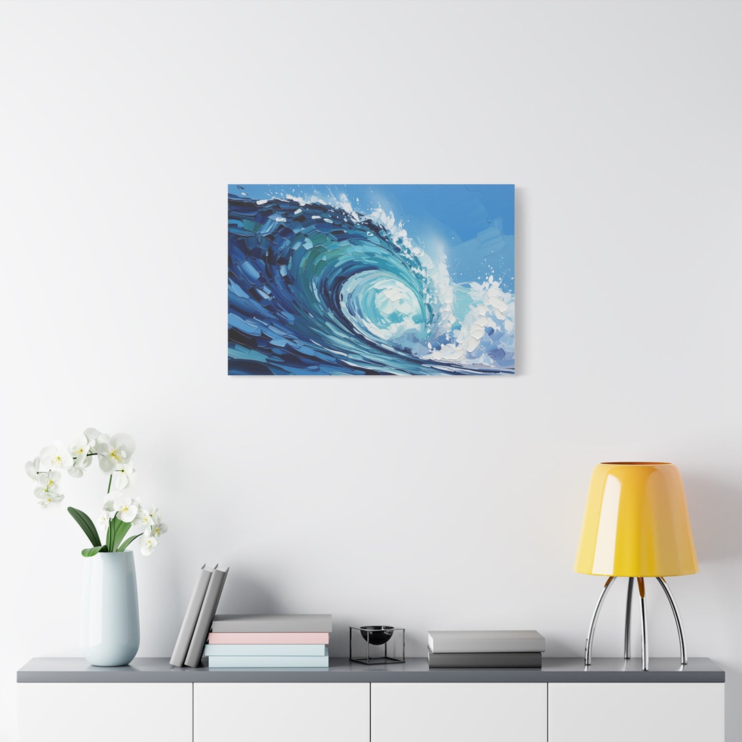 Ocean Wave Matte Canvas Wall Art — Blue Surf Wave Painting, Stretched 1.25"