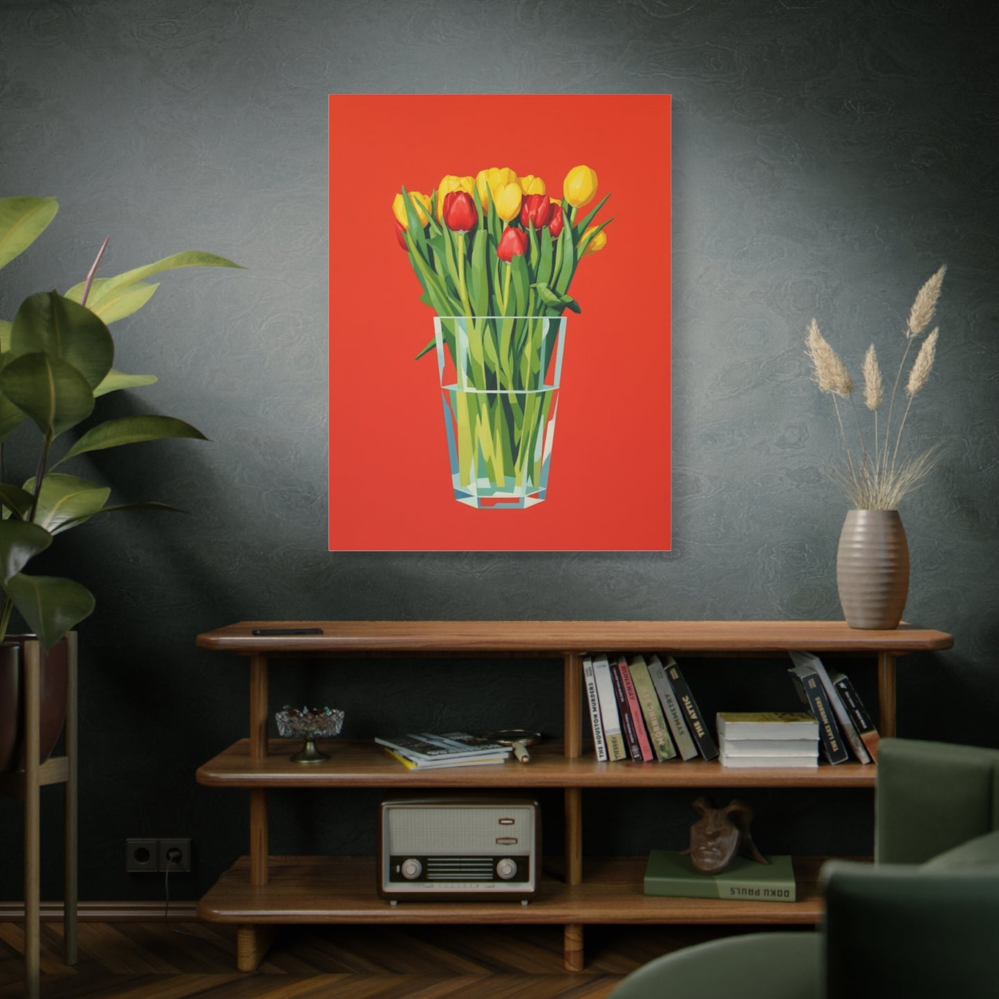 Tulip Bouquet Canvas Print — Vibrant Red Floral Wall Art
