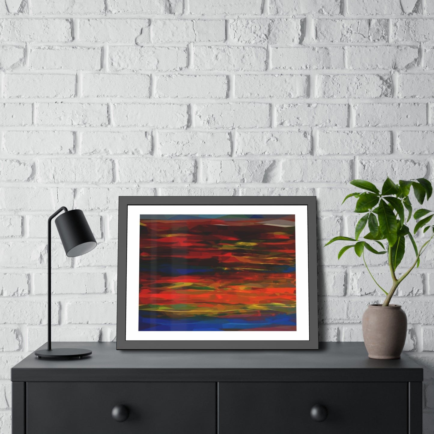 Abstract Sunset Framed Poster — Colorful Modern Wall Art