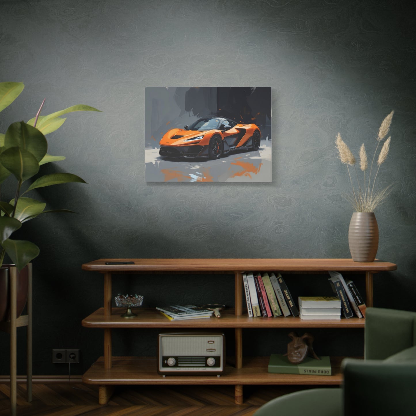 Orange Supercar Matte Canvas Wall Art – Stretched 1.25" Sports Car Print