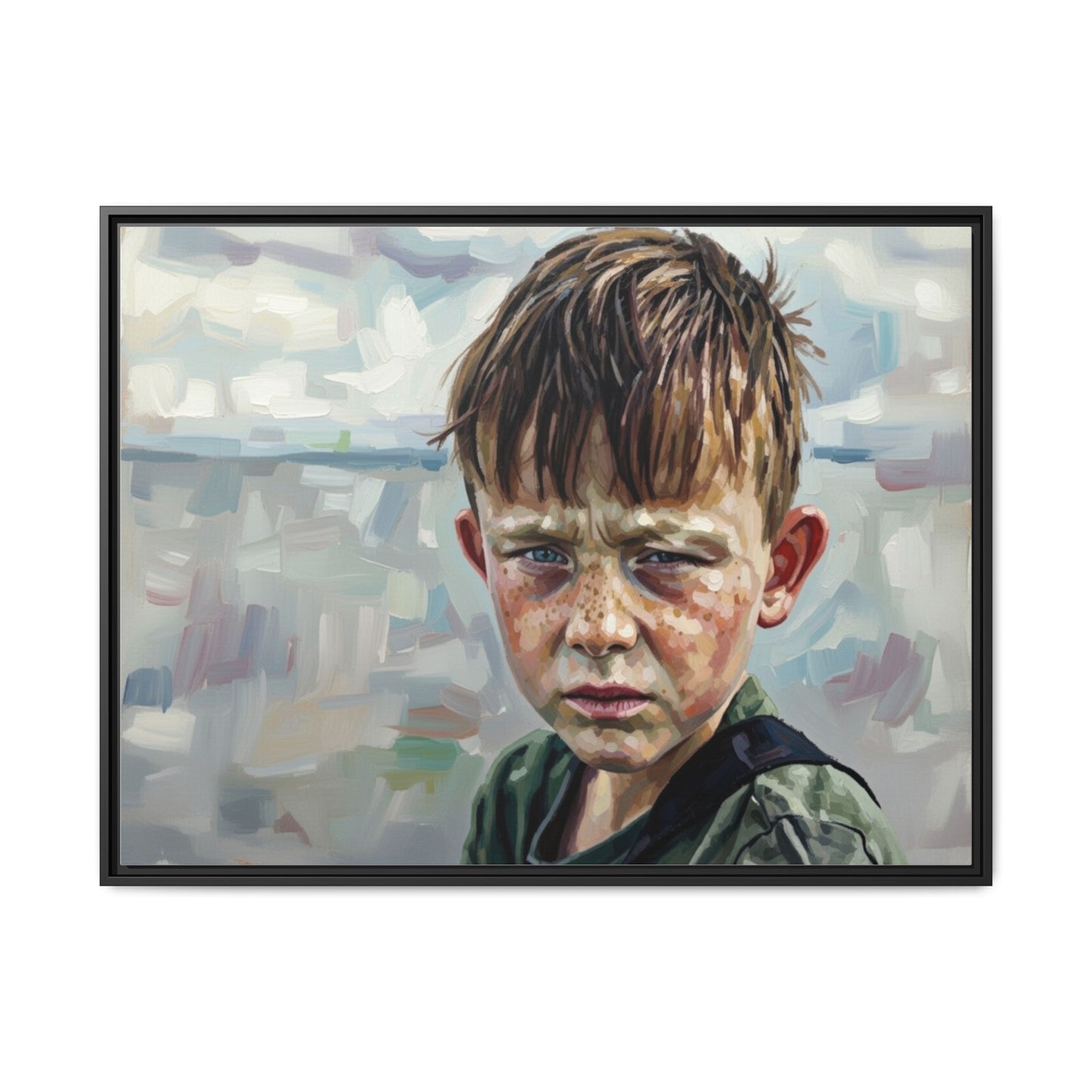 Framed Matte Canvas: Gritty Boy Portrait Art Print