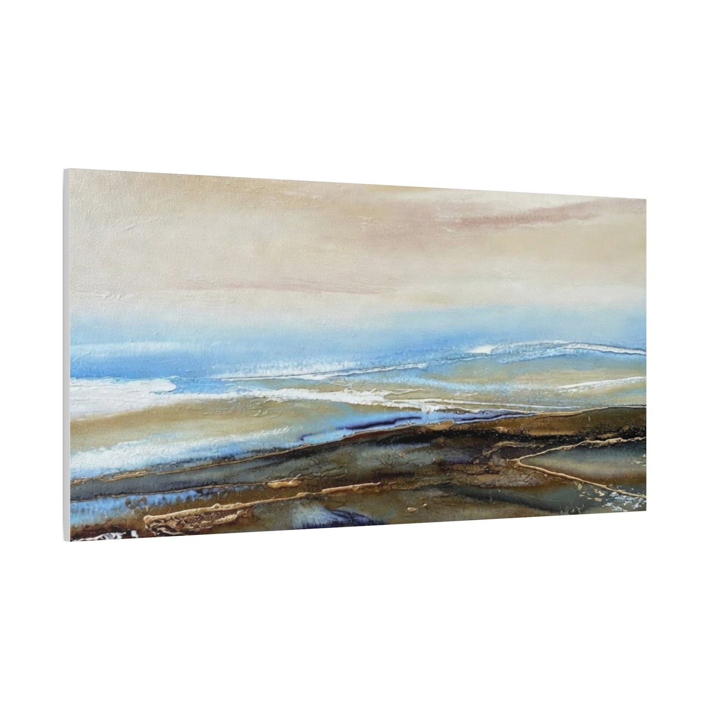 Coastal Abstract Matte Canvas Wall Art — Serene Ocean Horizon Stretch