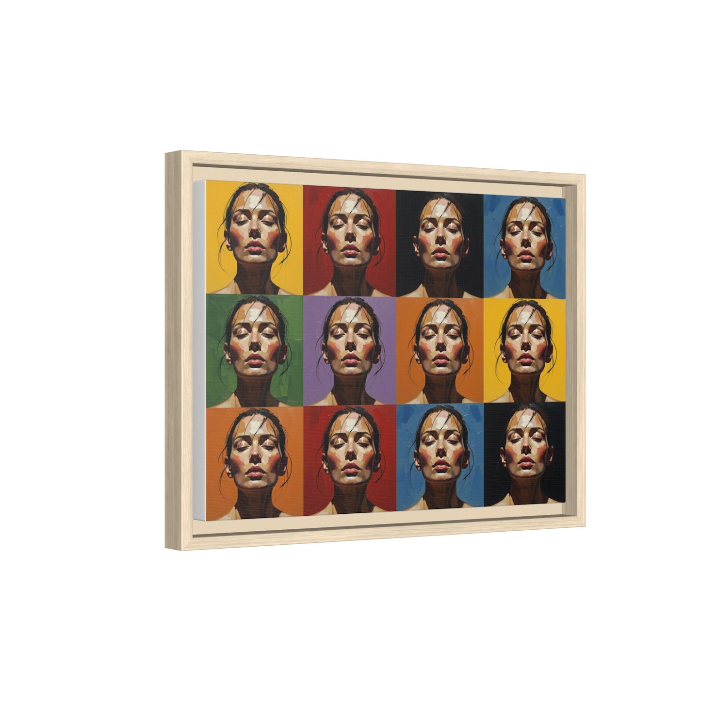 Pop Art Portrait Matte Canvas Print — Framed Multi-Color Grid
