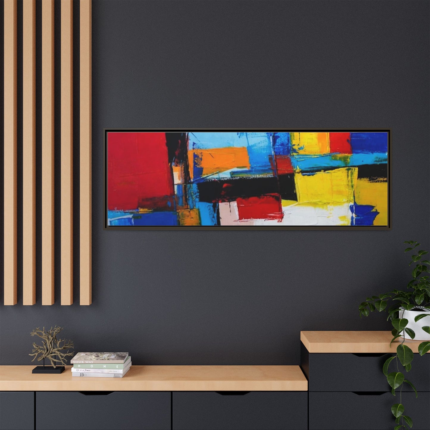 Abstract Color Block Matte Canvas Framed Wall Art