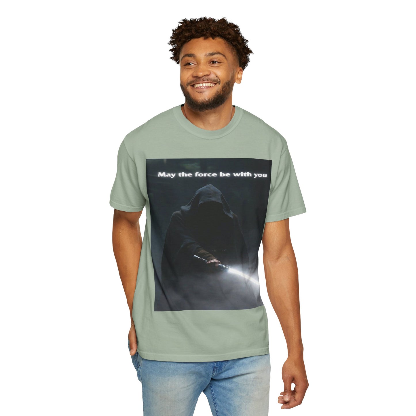 May the Force Be With You T-Shirt — Dark Hooded Lightsaber Graphic Tee